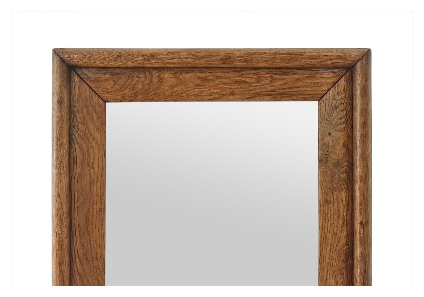 Carved Rare Large Antique French Wall Mirror In Solid Blond Oak, circa 1880 For Sale