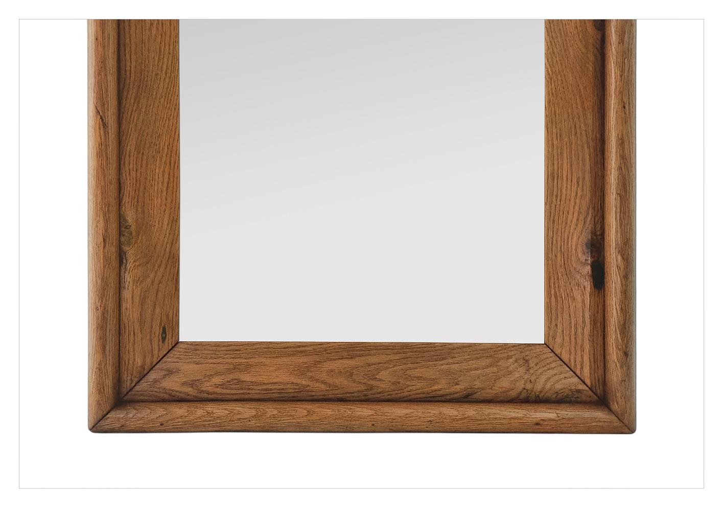 Rare Large Antique French Wall Mirror In Solid Blond Oak, circa 1880 For Sale 1