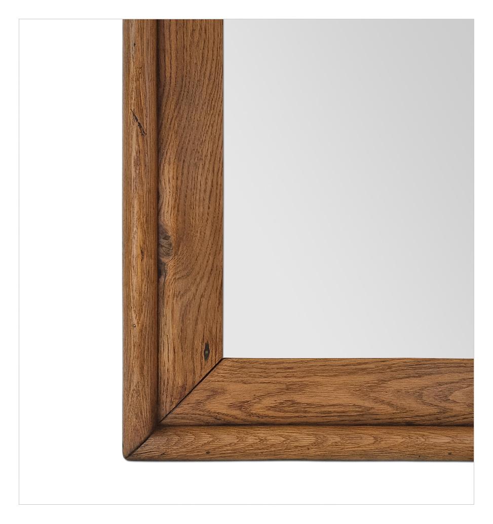 Rare Large Antique French Wall Mirror In Solid Blond Oak, circa 1880 For Sale 2