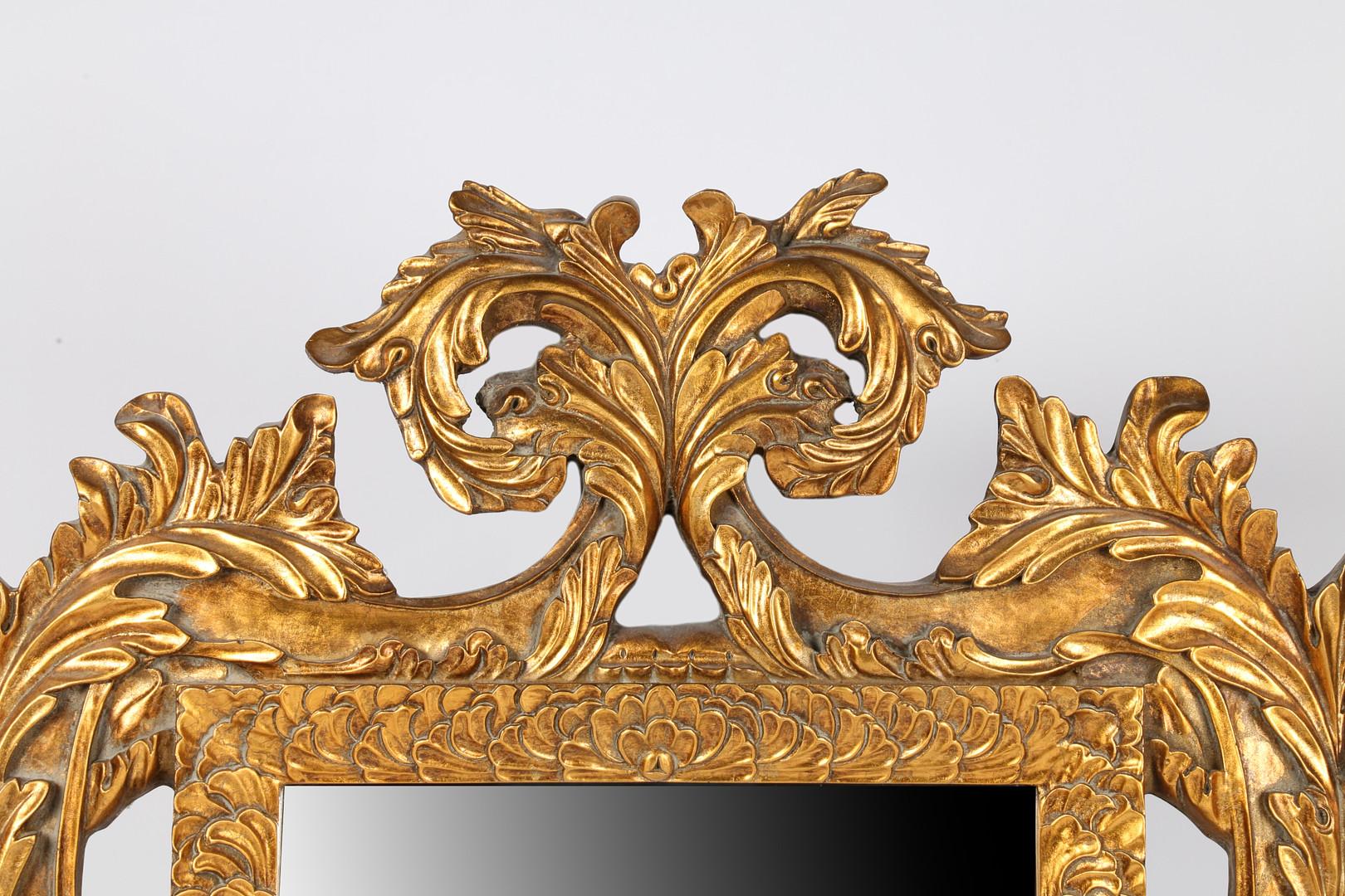Brushed Gilt Luxury Wall Mirror, Rare Large Antique Rococo English Floral Console Mirror For Sale