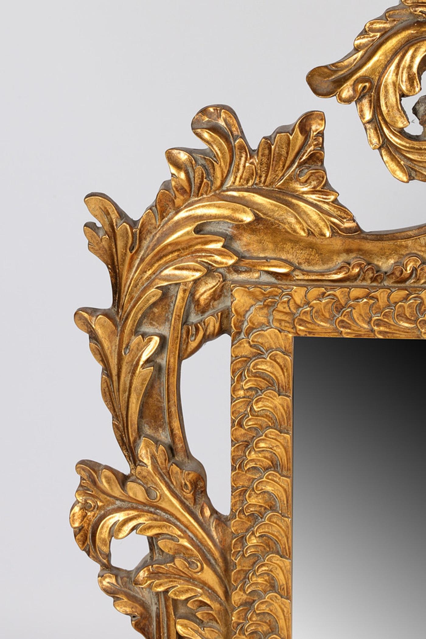 Gilt Luxury Wall Mirror, Rare Large Antique Rococo English Floral Console Mirror For Sale 1