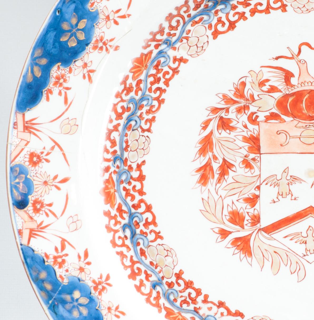 Qing Rare Large Antique Kangxi Chinese Porcelain Armorial Charger Van Gellicum
