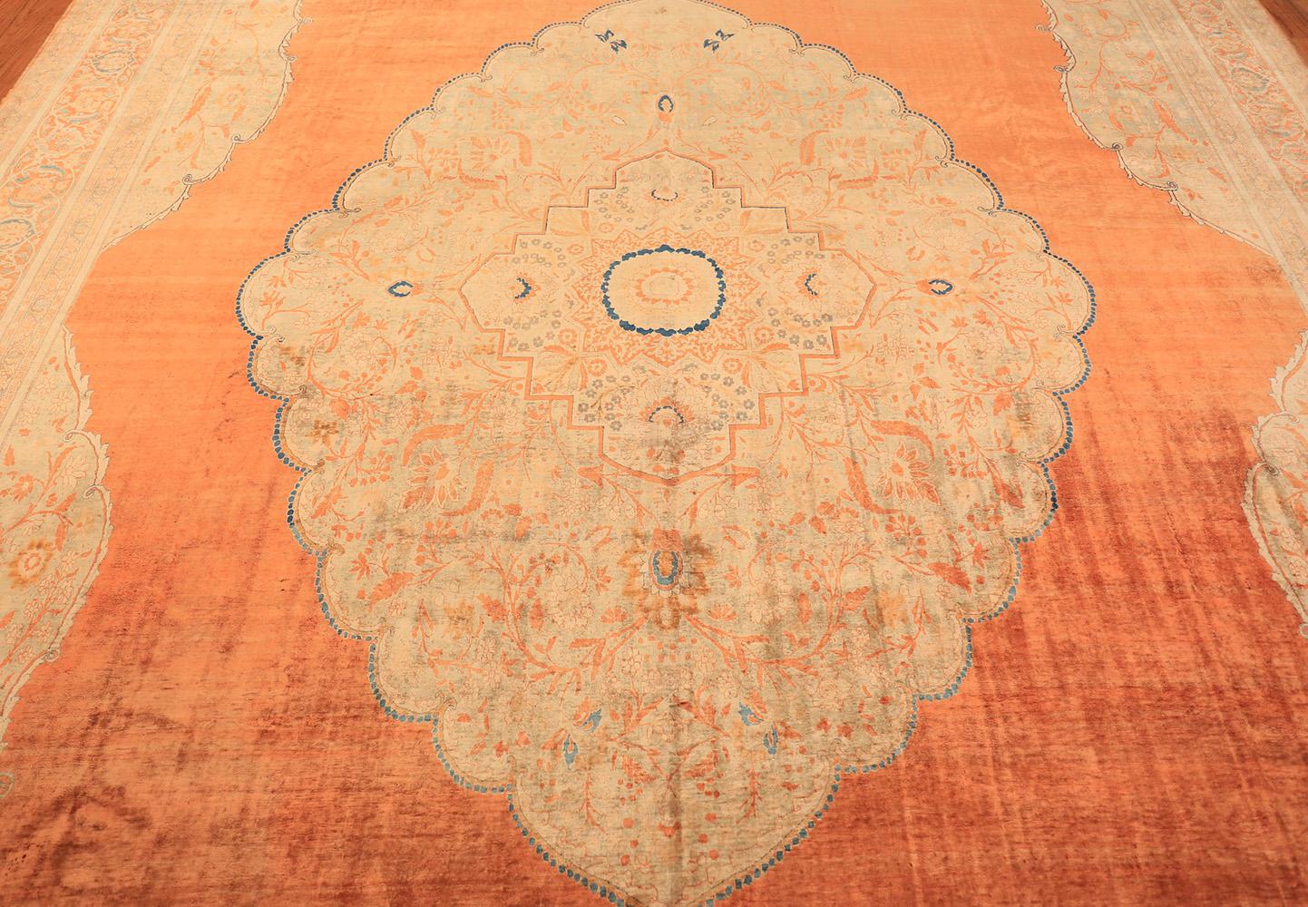 19th Century Nazmiyal Antique Silk Persian Tabriz Haji Jalili Carpet. Size: 10' 10