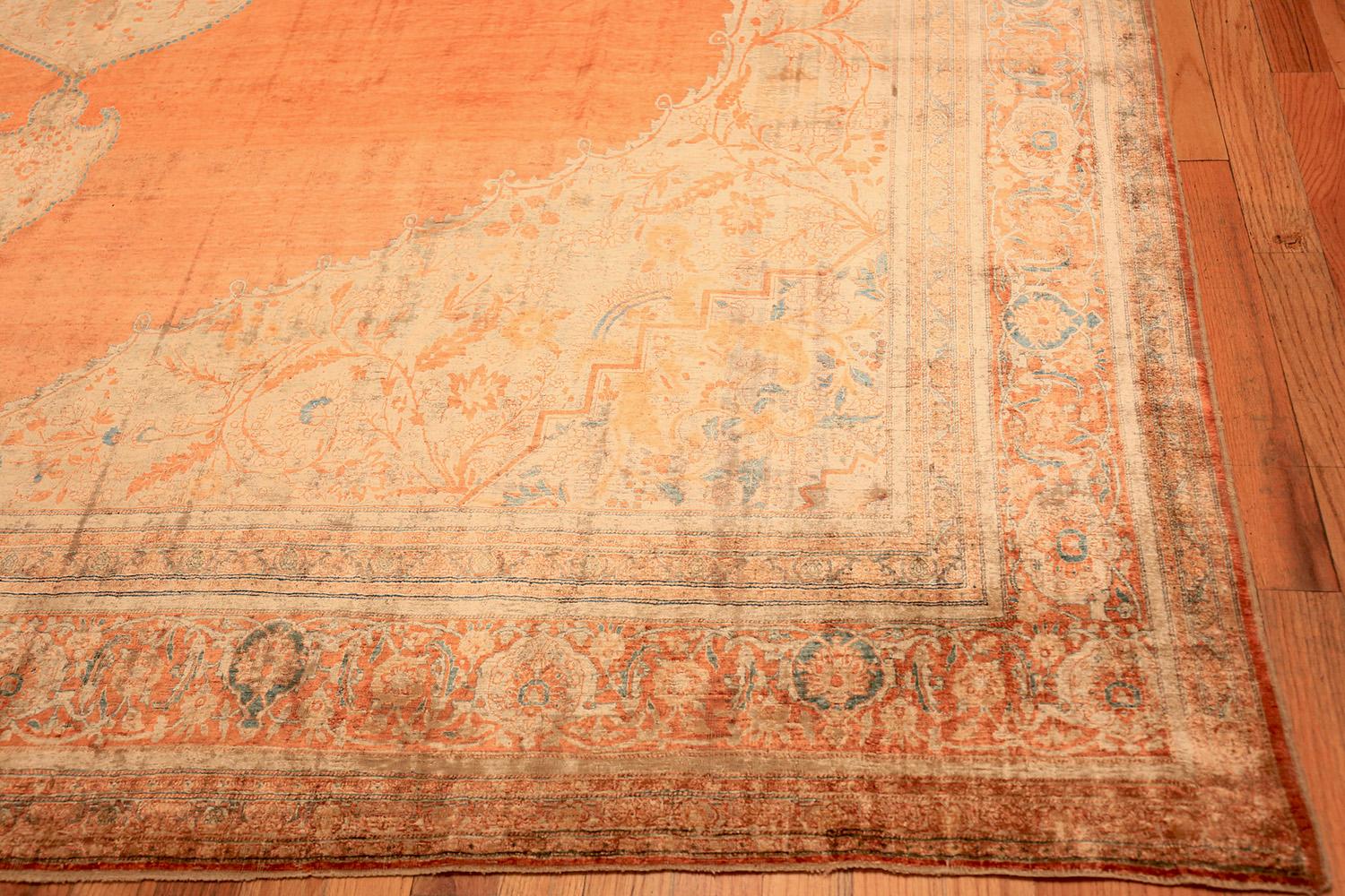 Nazmiyal Antique Silk Persian Tabriz Haji Jalili Carpet. Size: 10' 10