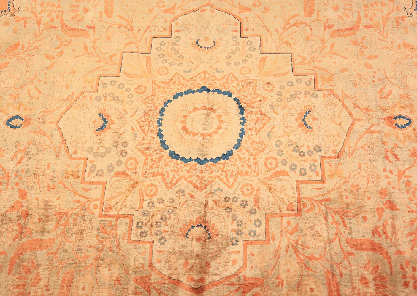 Nazmiyal Antique Silk Persian Tabriz Haji Jalili Carpet. Size: 10' 10