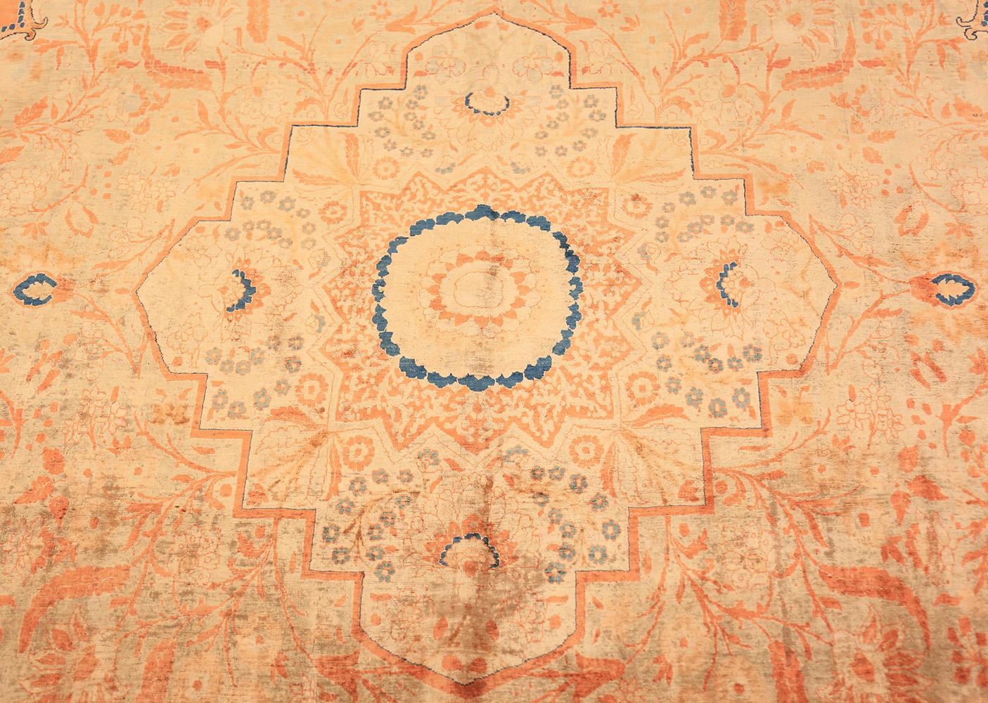 Nazmiyal Antique Silk Persian Tabriz Haji Jalili Carpet. Size: 10' 10