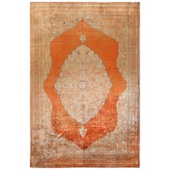 Rare Large Antique Silk Persian Tabriz Haji Jalili Carpet. Size: 10' 10" x 16'