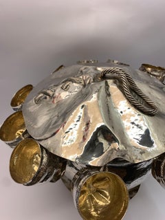 Rare Large Antique Silver Punch Bowl with Cups, circa 1900