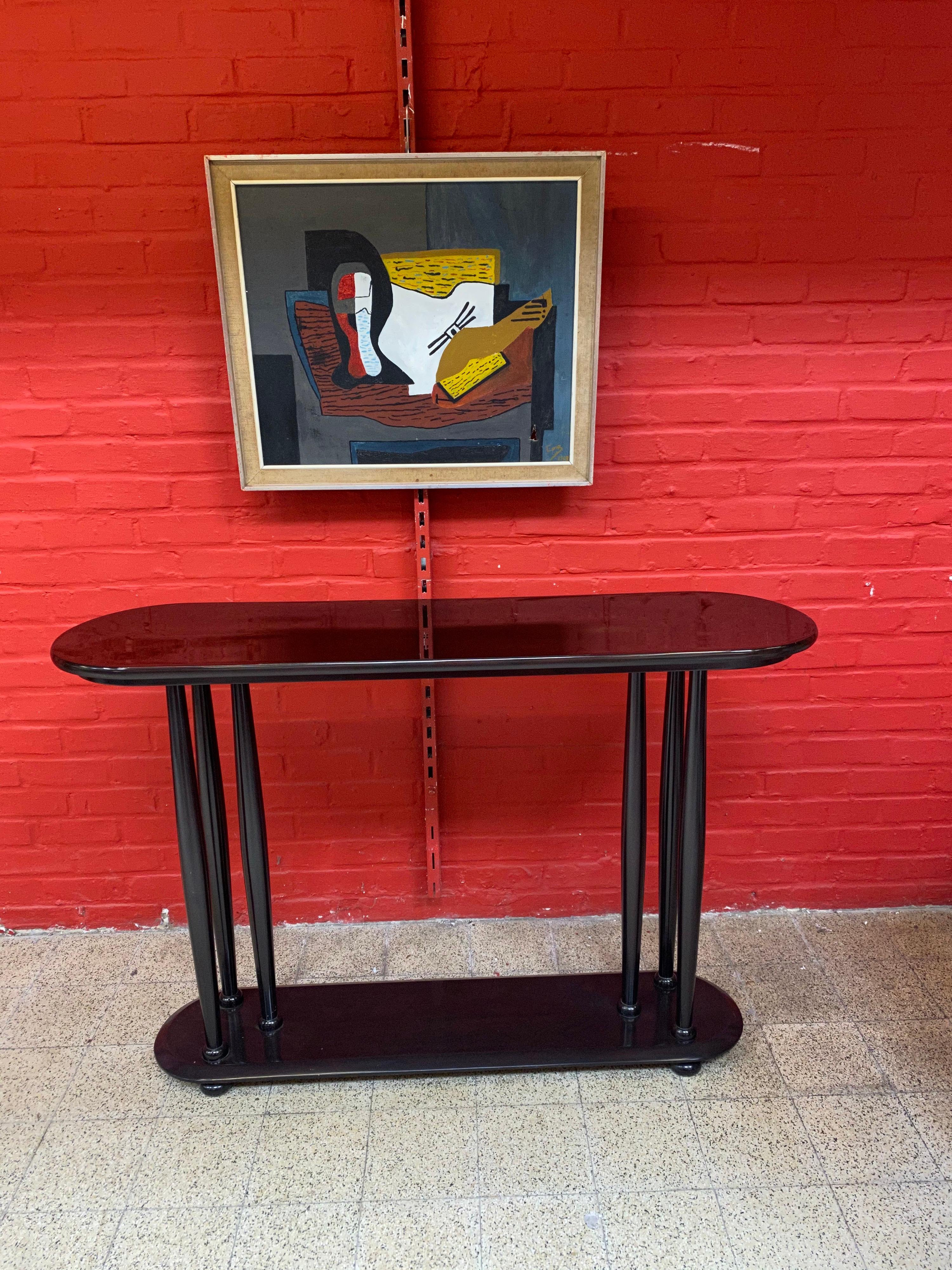 Walnut Rare Large Art Deco Console in Varnished walnut, circa 1925 For Sale