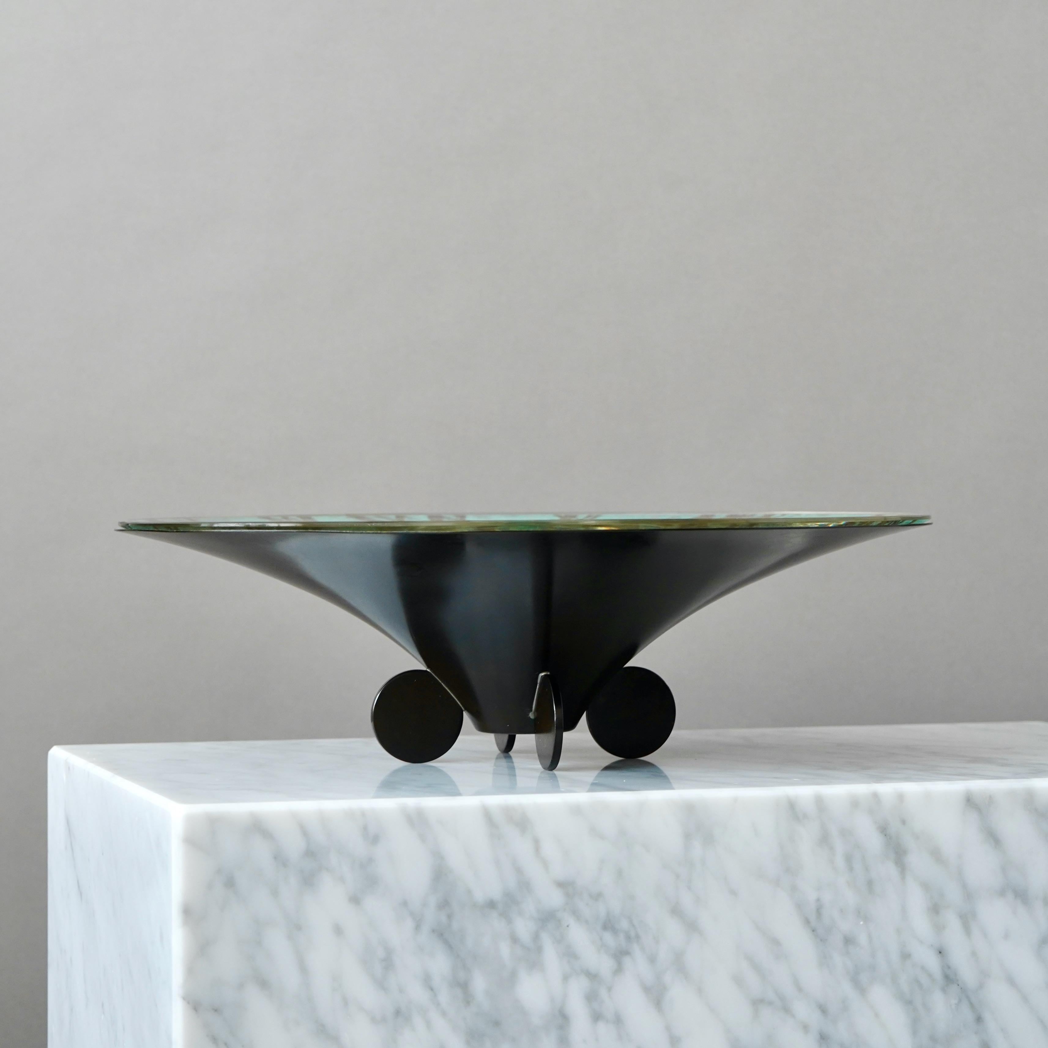 Allemand Grand bol de centre de table évasé Art Déco rare, WMF Ikora, Allemagne, années 1930 en vente