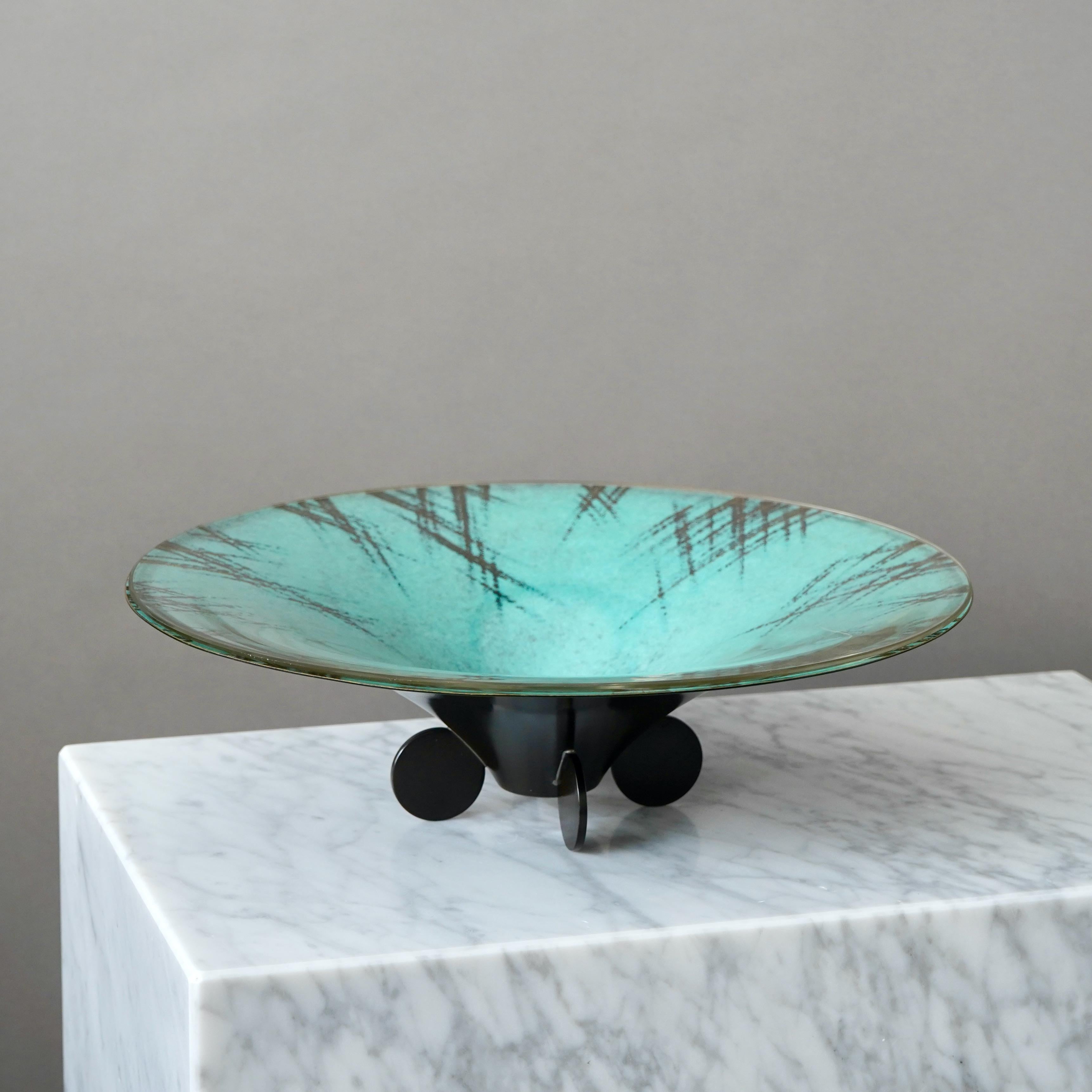 Peint à la main Grand bol de centre de table évasé Art Déco rare, WMF Ikora, Allemagne, années 1930 en vente