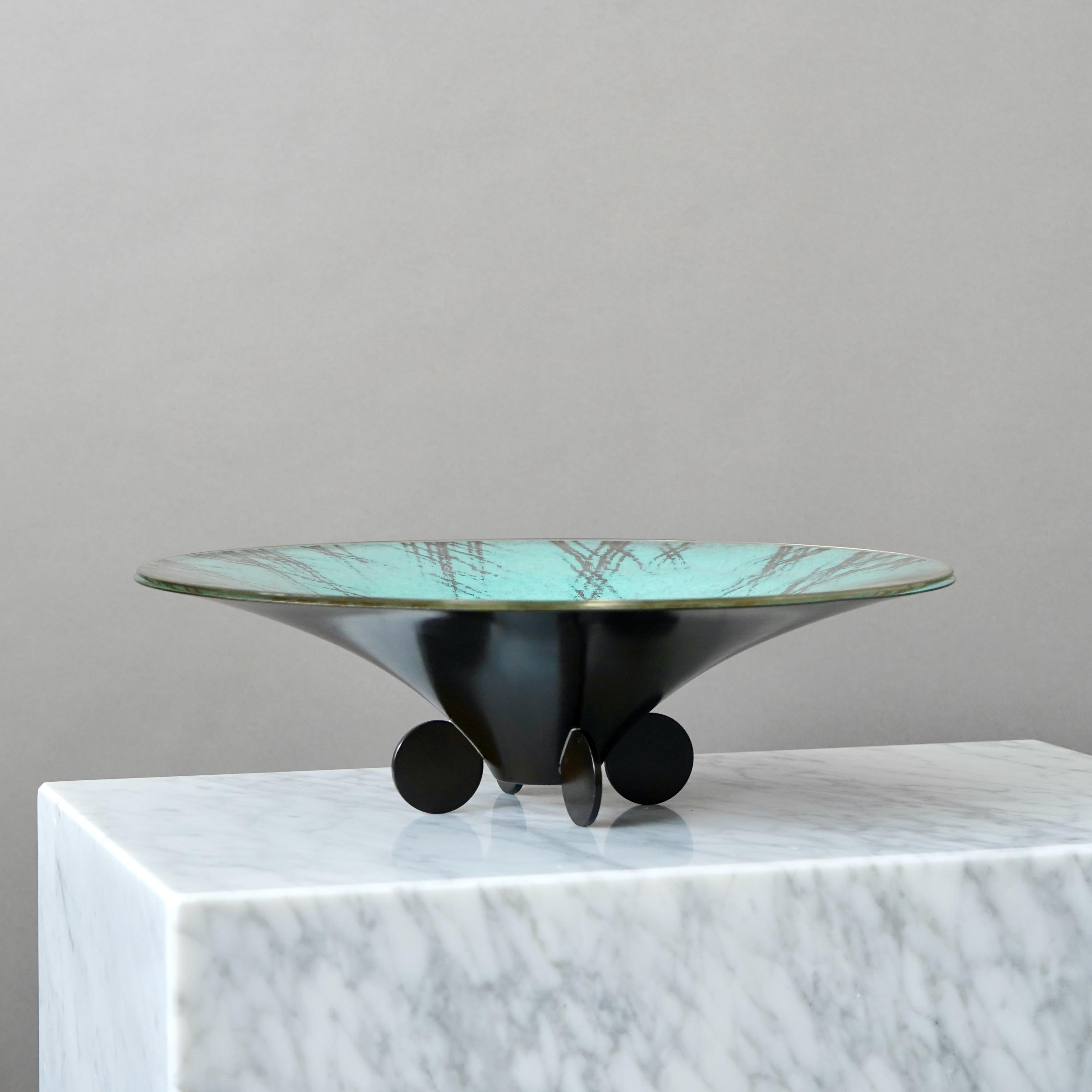 20ième siècle Grand bol de centre de table évasé Art Déco rare, WMF Ikora, Allemagne, années 1930 en vente