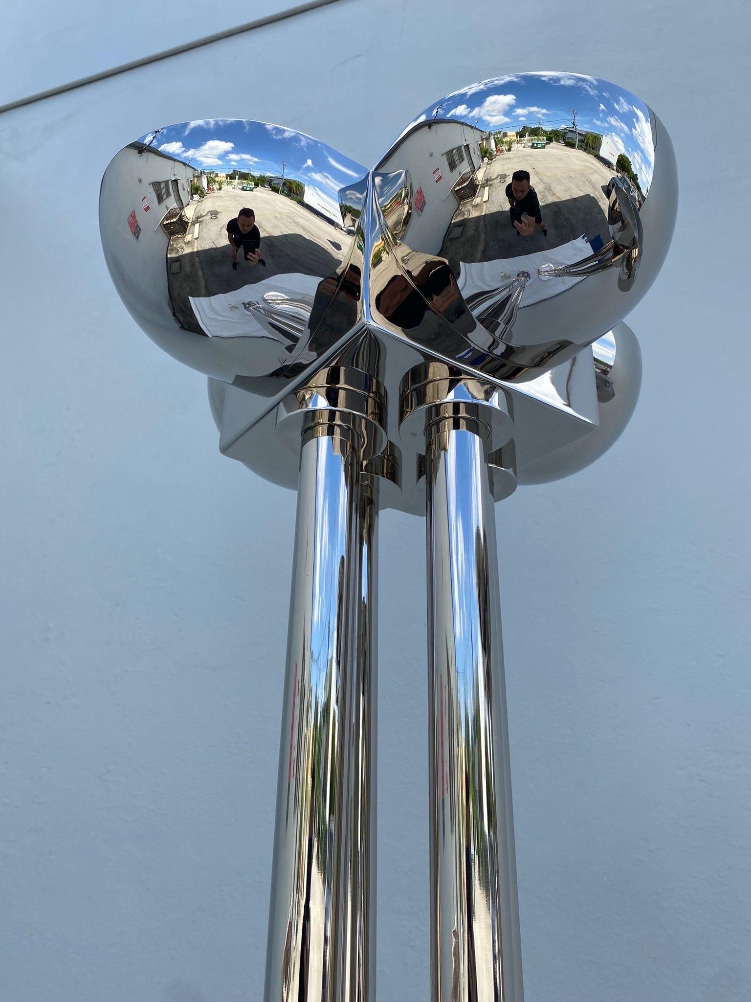 Rare Large Art Deco Period Polished Chromed Torchiere Lamp - Two Available In Good Condition For Sale In East Hampton, NY