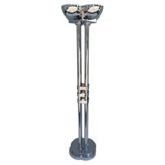 Rare Large Art Deco Period Polished Chromed Torchiere Lamp - Two Available