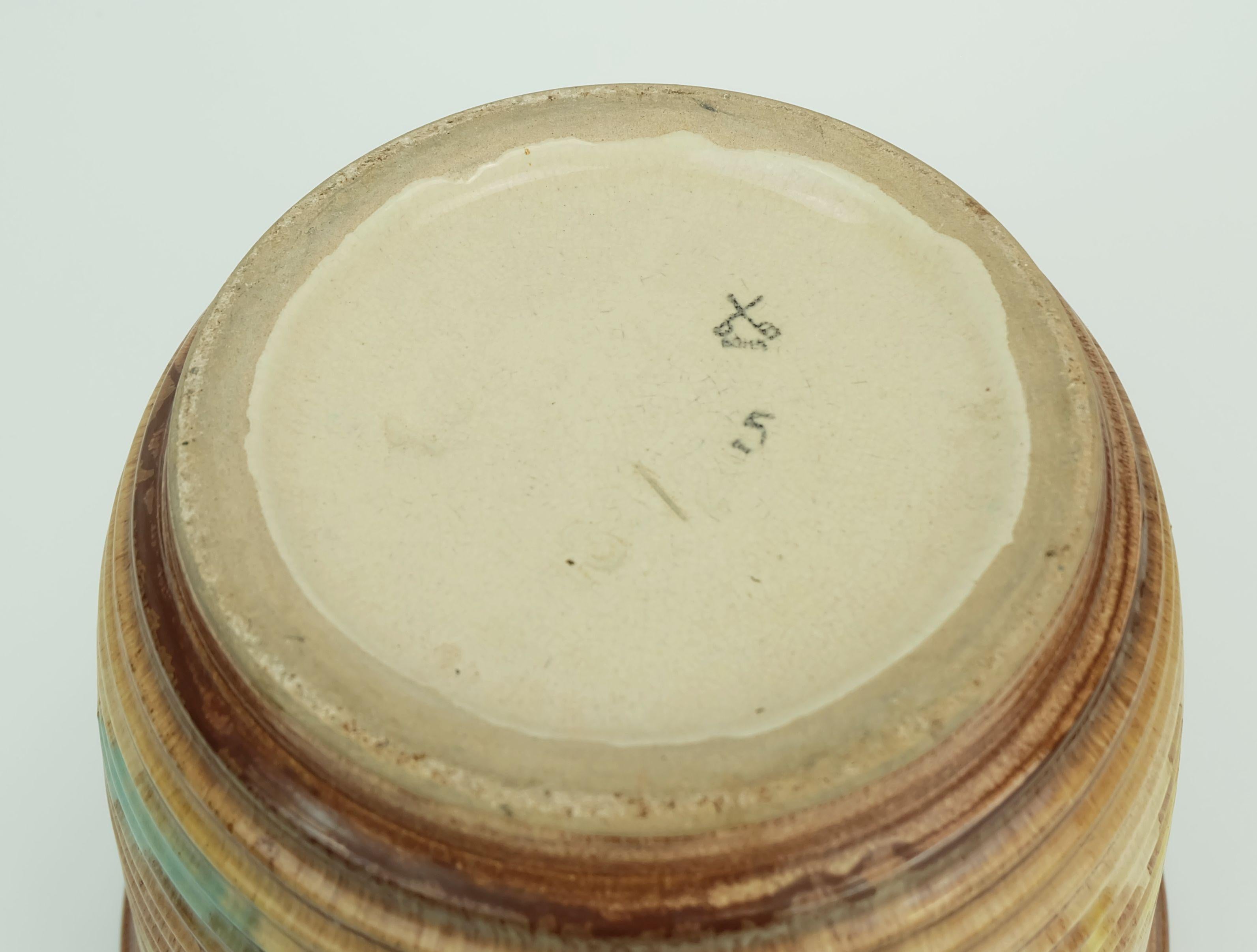 rara maceta grande art déco PLANT POT 1930s cerámica dumler breiden goteo esmalte en venta 3