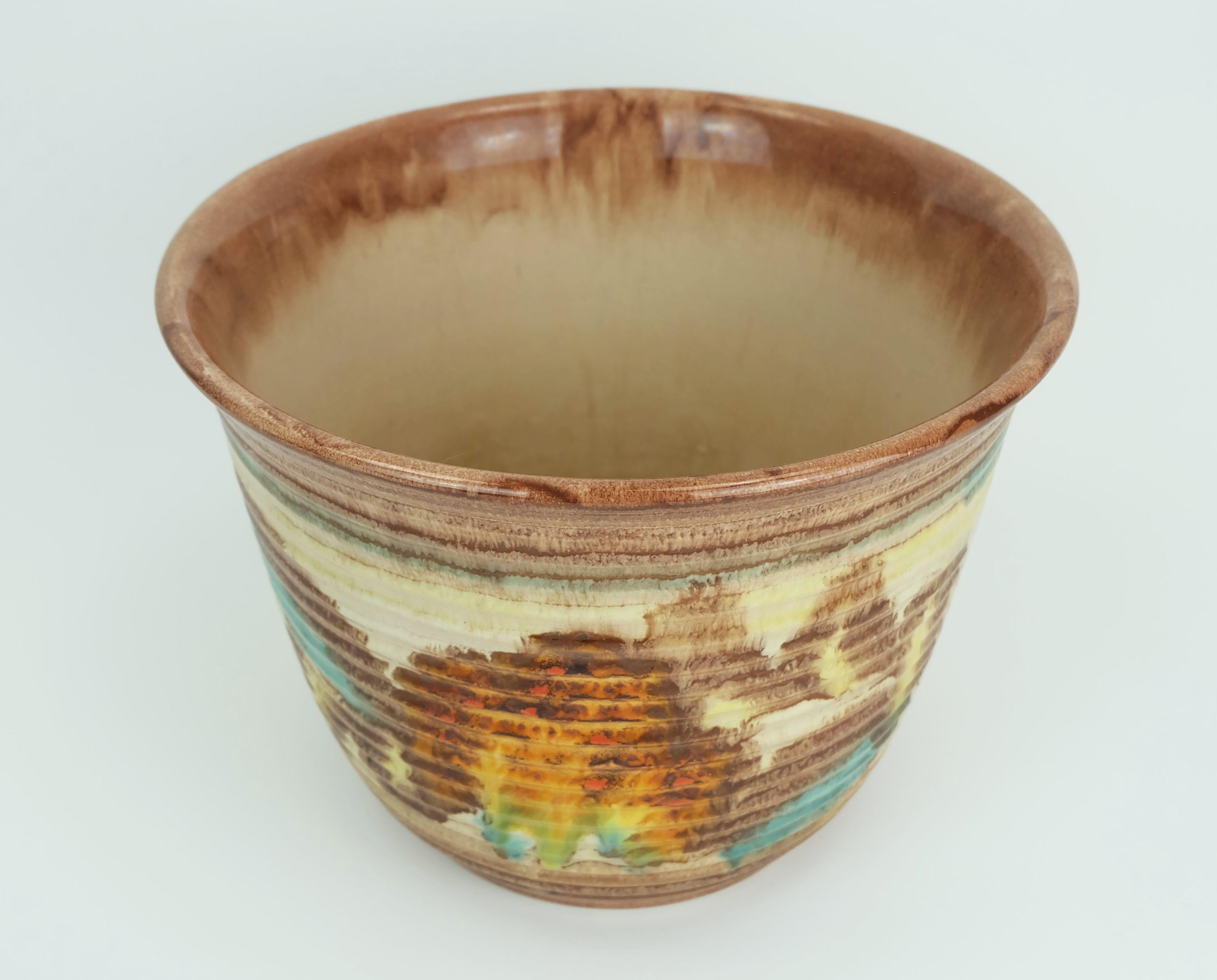 rara maceta grande art déco PLANT POT 1930s cerámica dumler breiden goteo esmalte Art Decó en venta