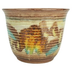 rara maceta grande art déco PLANT POT 1930s cerámica dumler breiden goteo esmalte