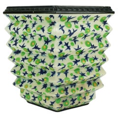 Antique rare large art deco planter flowerpot 1920s beautiful shape colorful decor model
