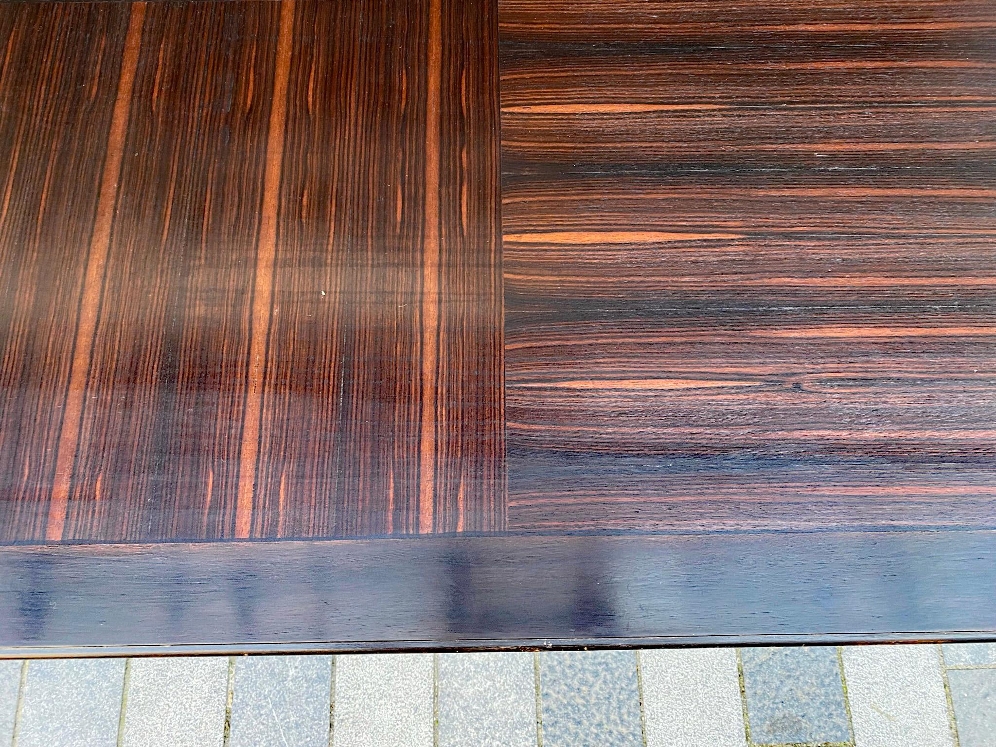 Grande table Art Déco rare en ébène de Macassar et bronze, vers 1930 en vente 6