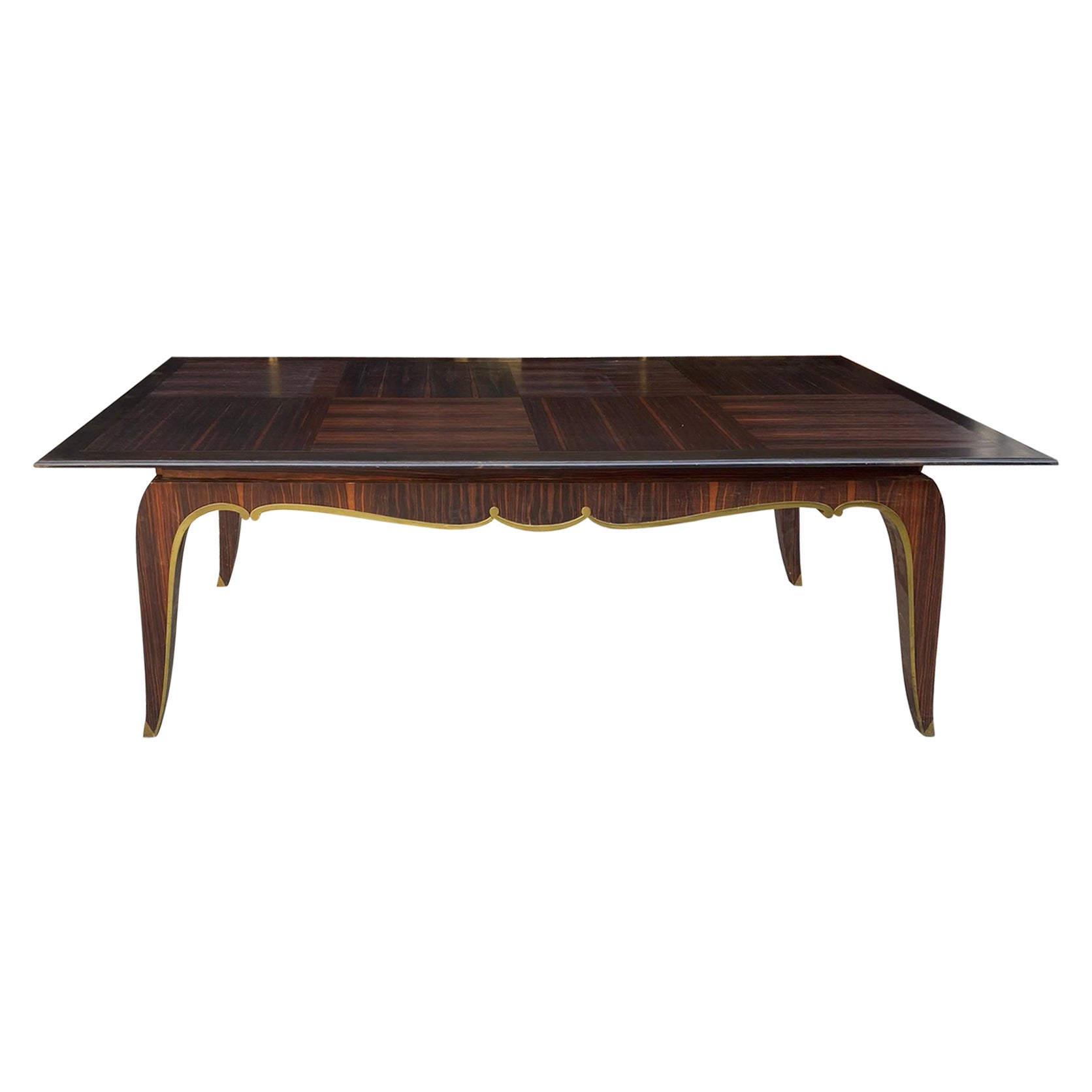 Rare Large Art Deco Table in Macassar Ebony and Bronze circa 1930