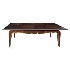 Rare Large Art Deco Table in Macassar Ebony and Bronze circa 1930