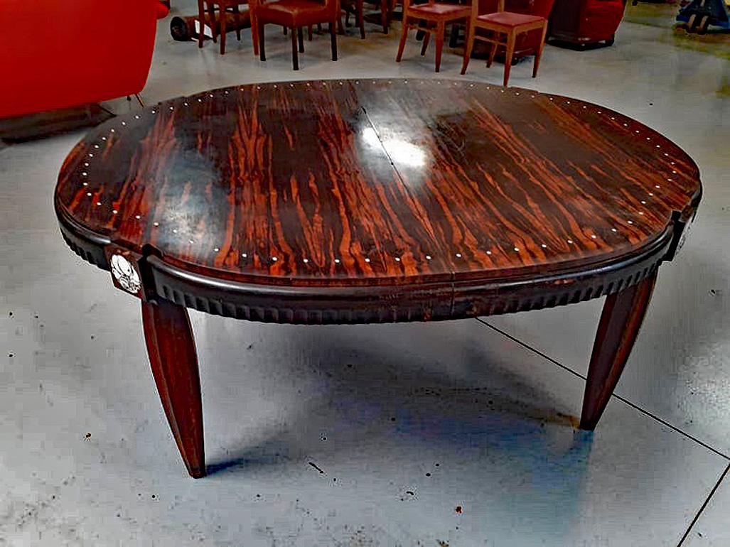 Rare Large Art Deco Table in Macassar Ebony and Ivory, circa 1925 For Sale 10