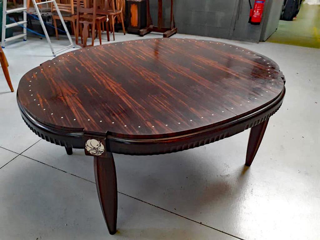 Rare Large Art Deco Table in Macassar Ebony and Ivory, circa 1925 For Sale 13