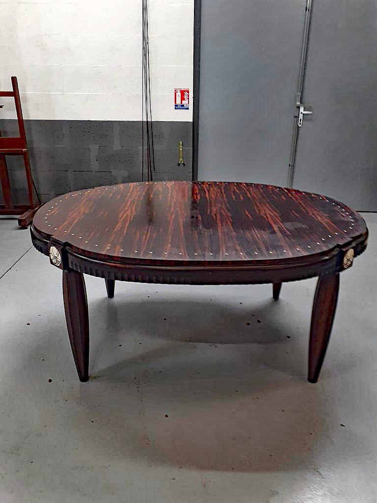 Rare Large Art Deco Table in Macassar Ebony and Ivory, circa 1925 For Sale 14