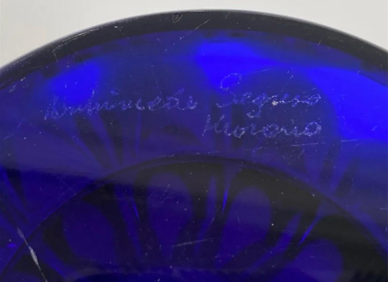 Seltene große kobaltblaue Seguso-Vase aus Muranoglas mit Wellenschliff im Vintage-Stil, Italien (Italienisch) im Angebot