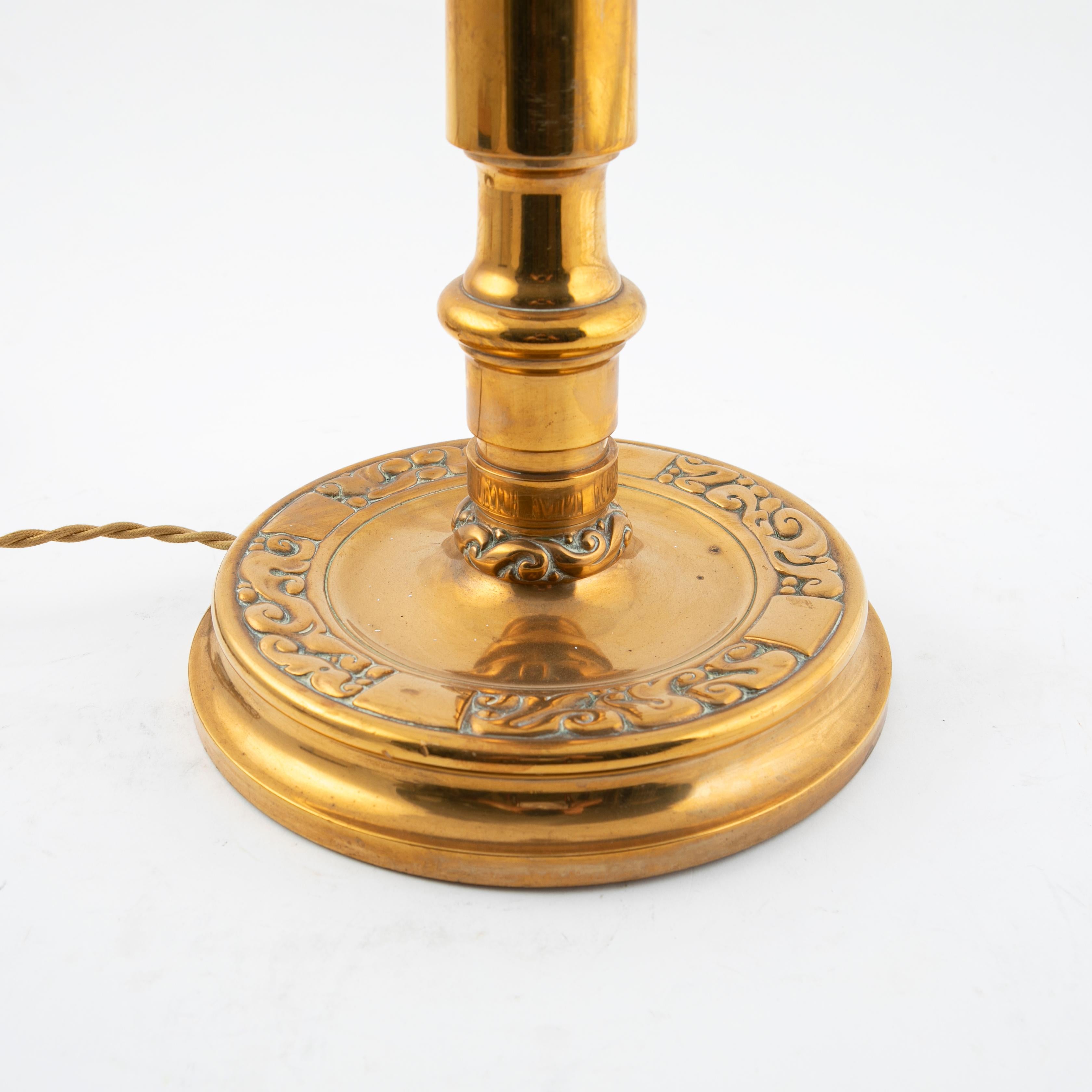 Rare Large Art Nouveau Brass Table Lamp, Presumably by Thorvald Bindesbøll For Sale 5