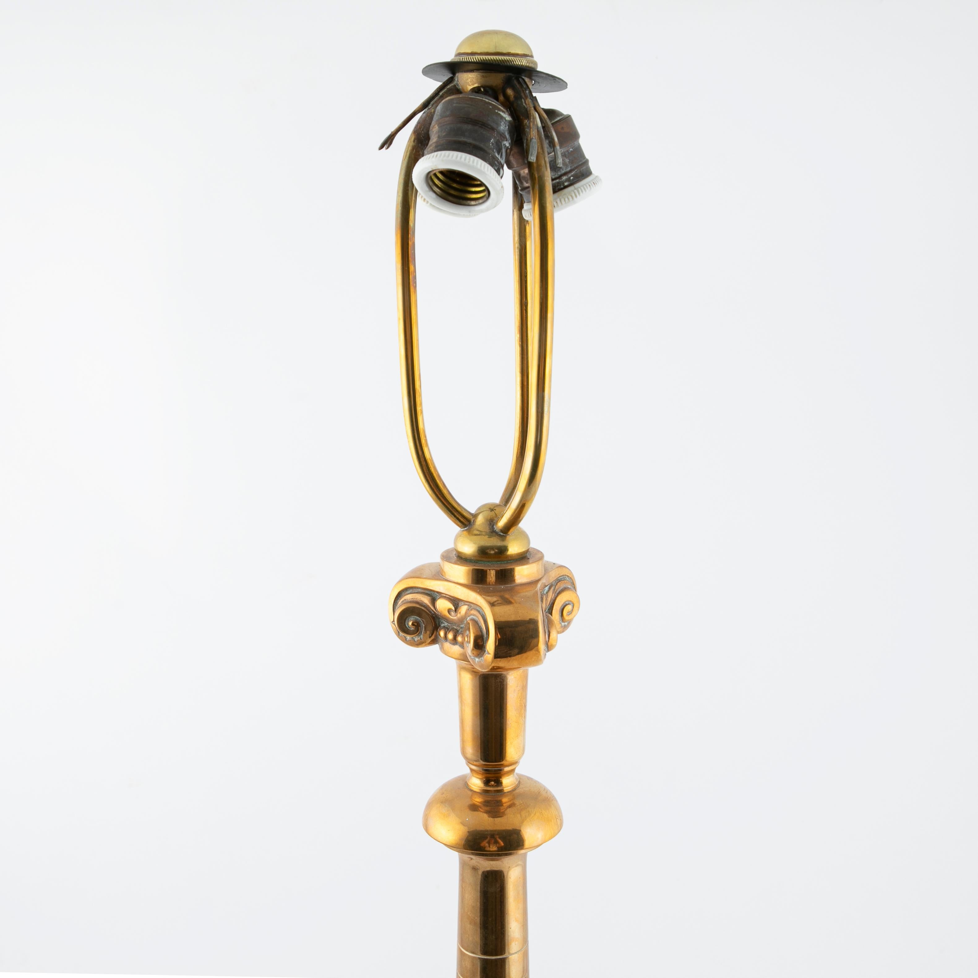 Rare Large Art Nouveau Brass Table Lamp, Presumably by Thorvald Bindesbøll For Sale 2