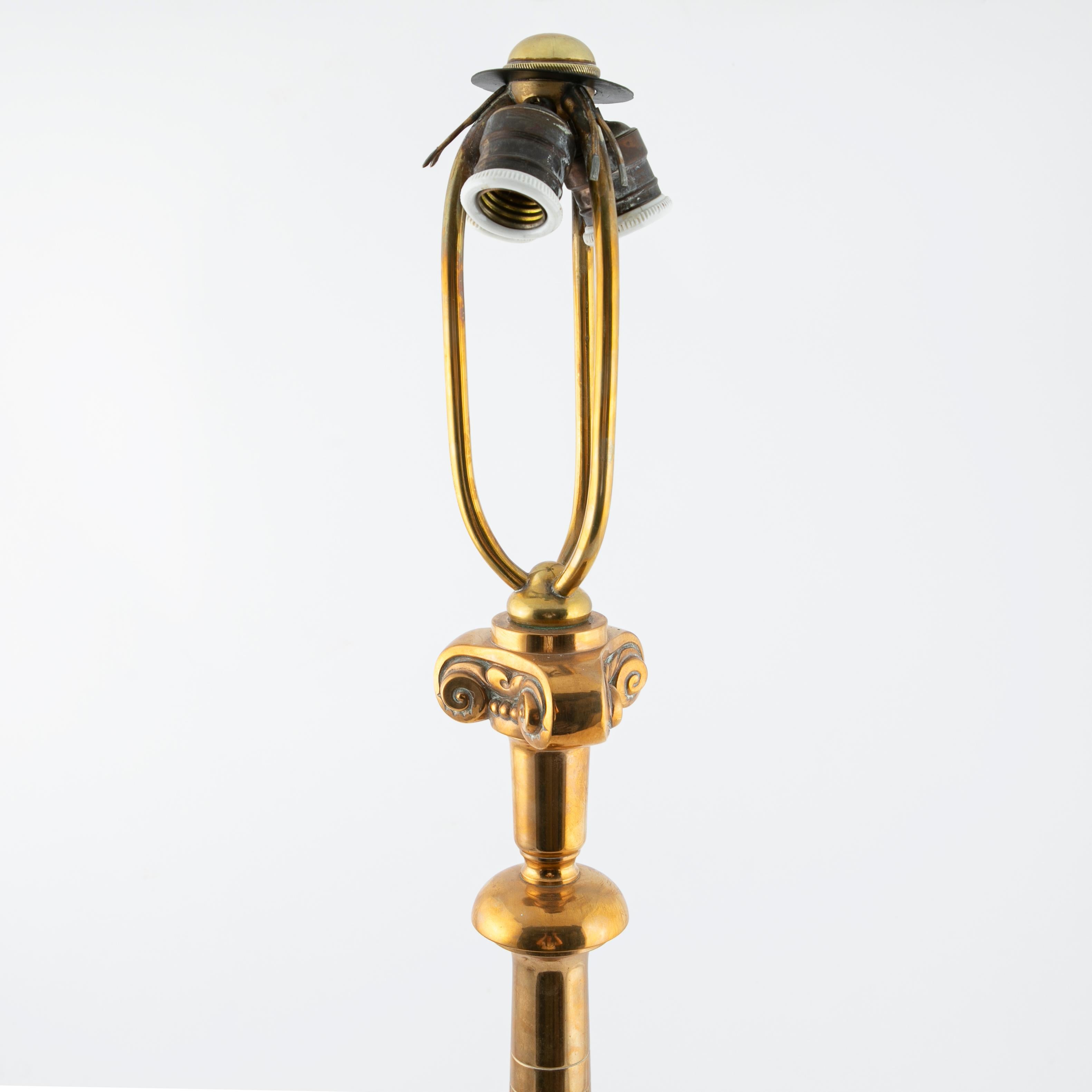 Rare Large Art Nouveau Brass Table Lamp, Presumably by Thorvald Bindesbøll For Sale 1