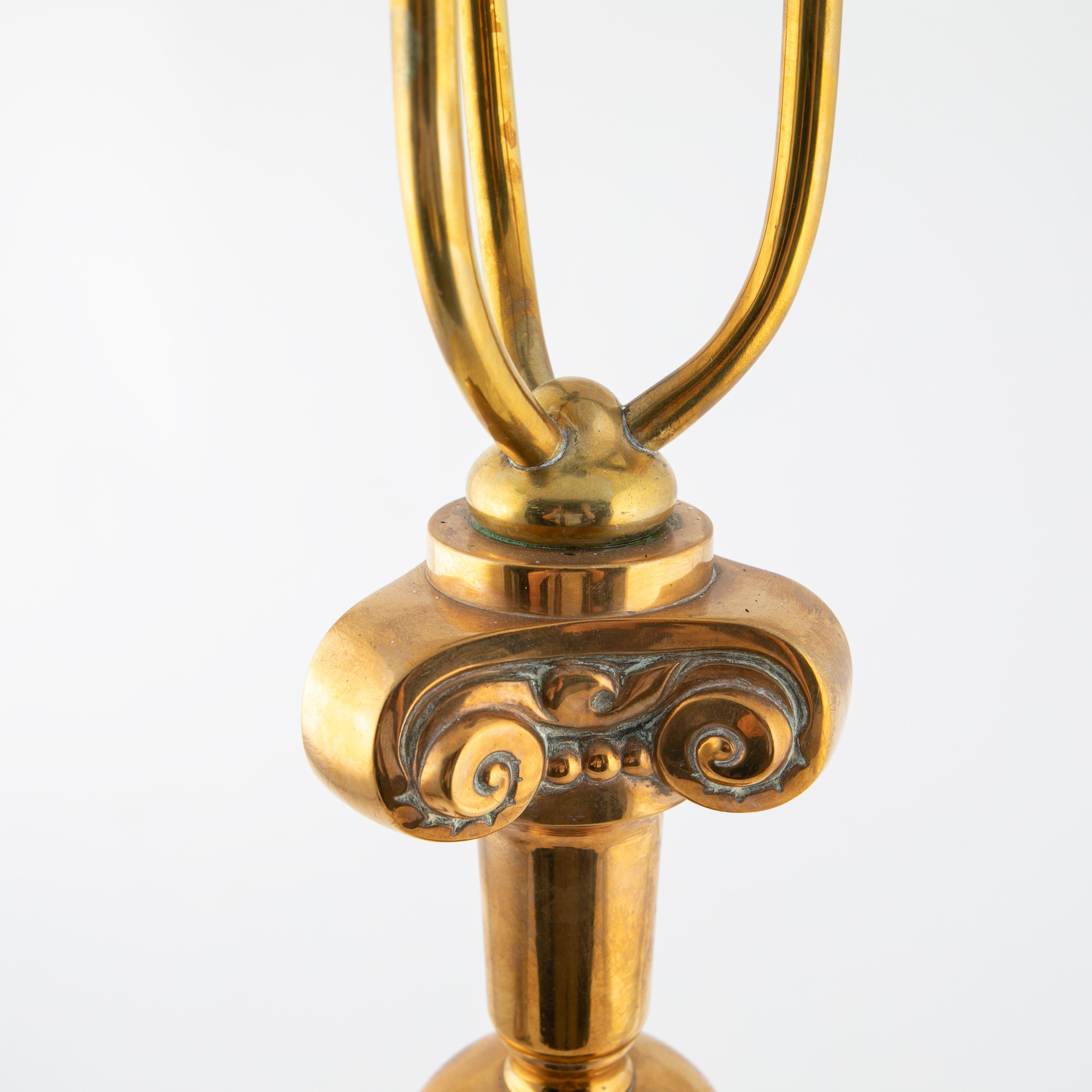 Rare Large Art Nouveau Brass Table Lamp, Presumably by Thorvald Bindesbøll For Sale 3