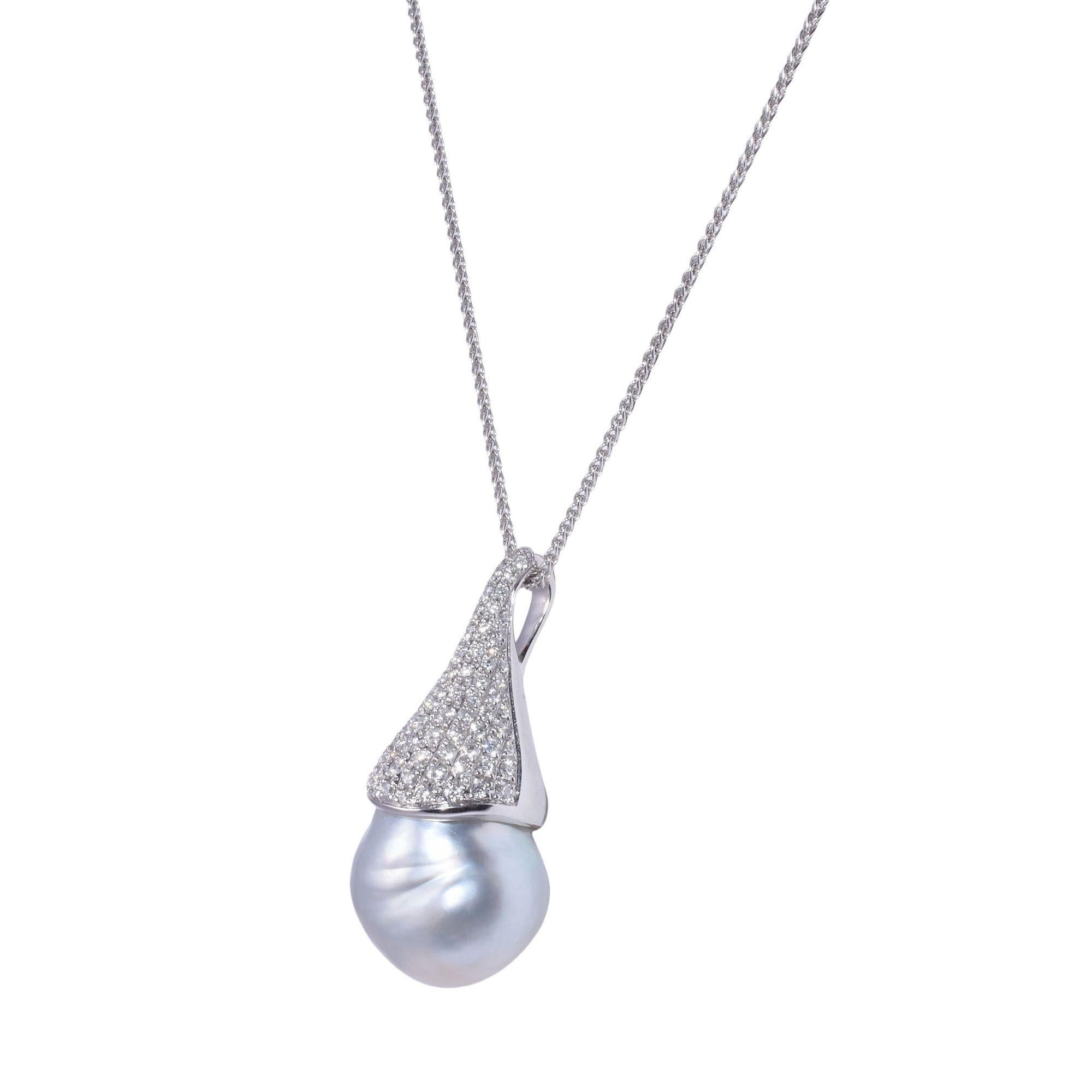 Round Cut Rare Large Baroque South Seas Pearl Pendant Necklace For Sale