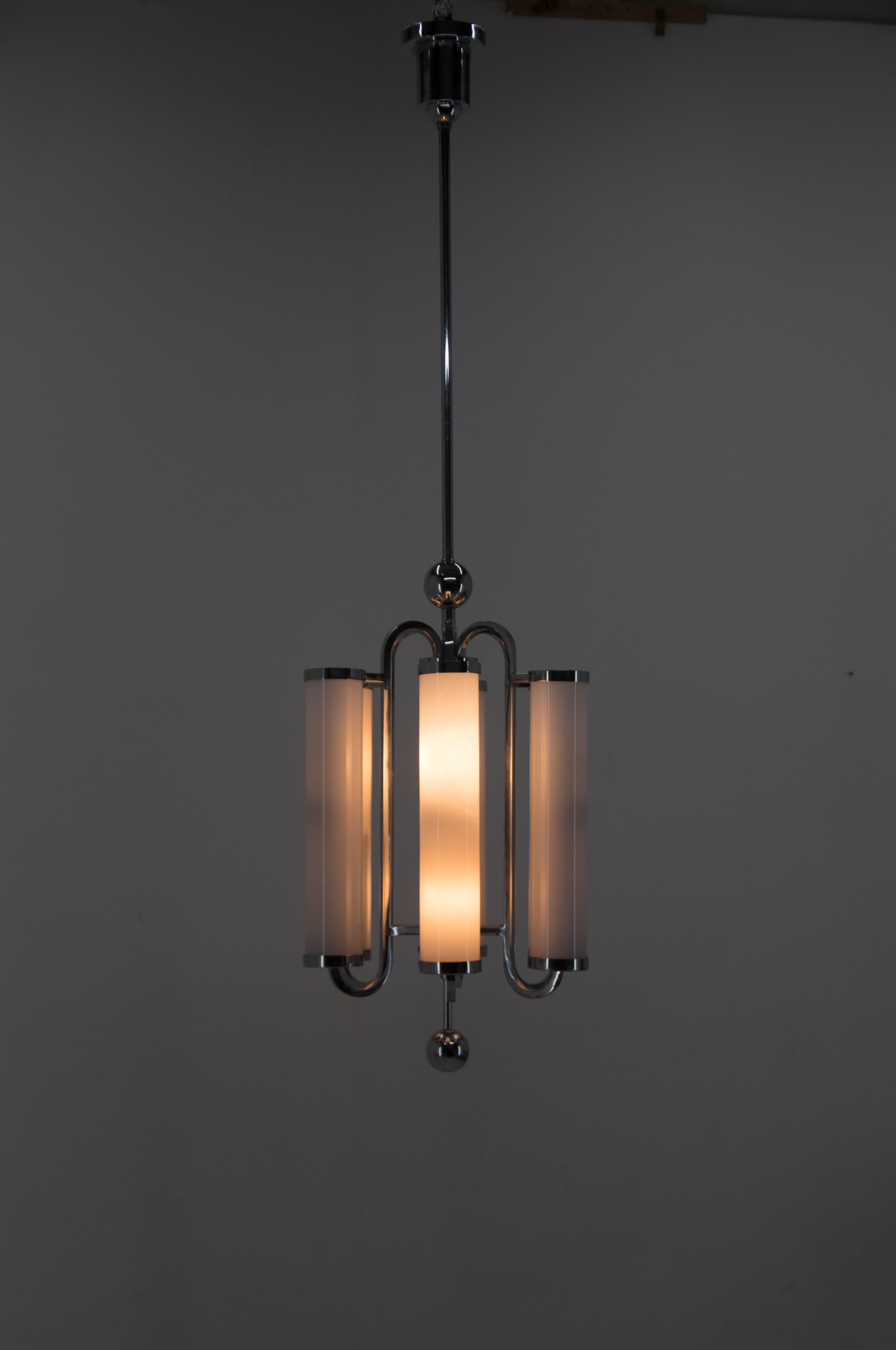 Rare Large Bauhaus Chrome-Plated Tubular Chandelier, 1930s For Sale 6