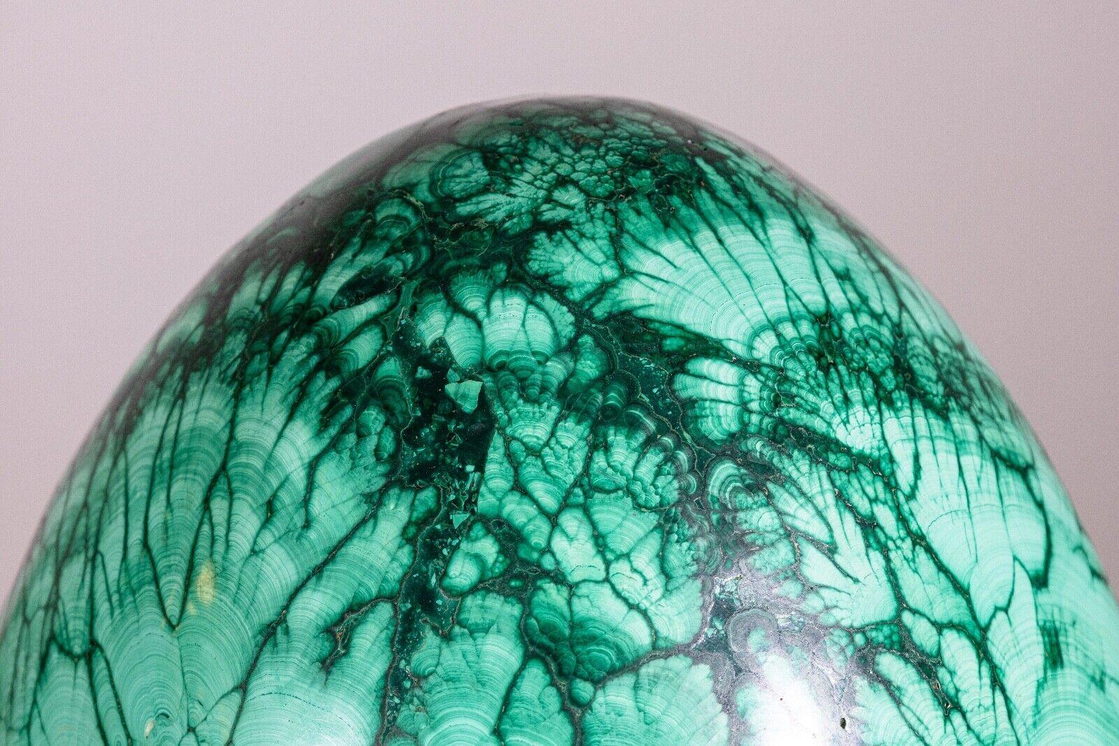 Rare Large Belle Epoque Russian Carved Forest Malachite Egg For Sale 3