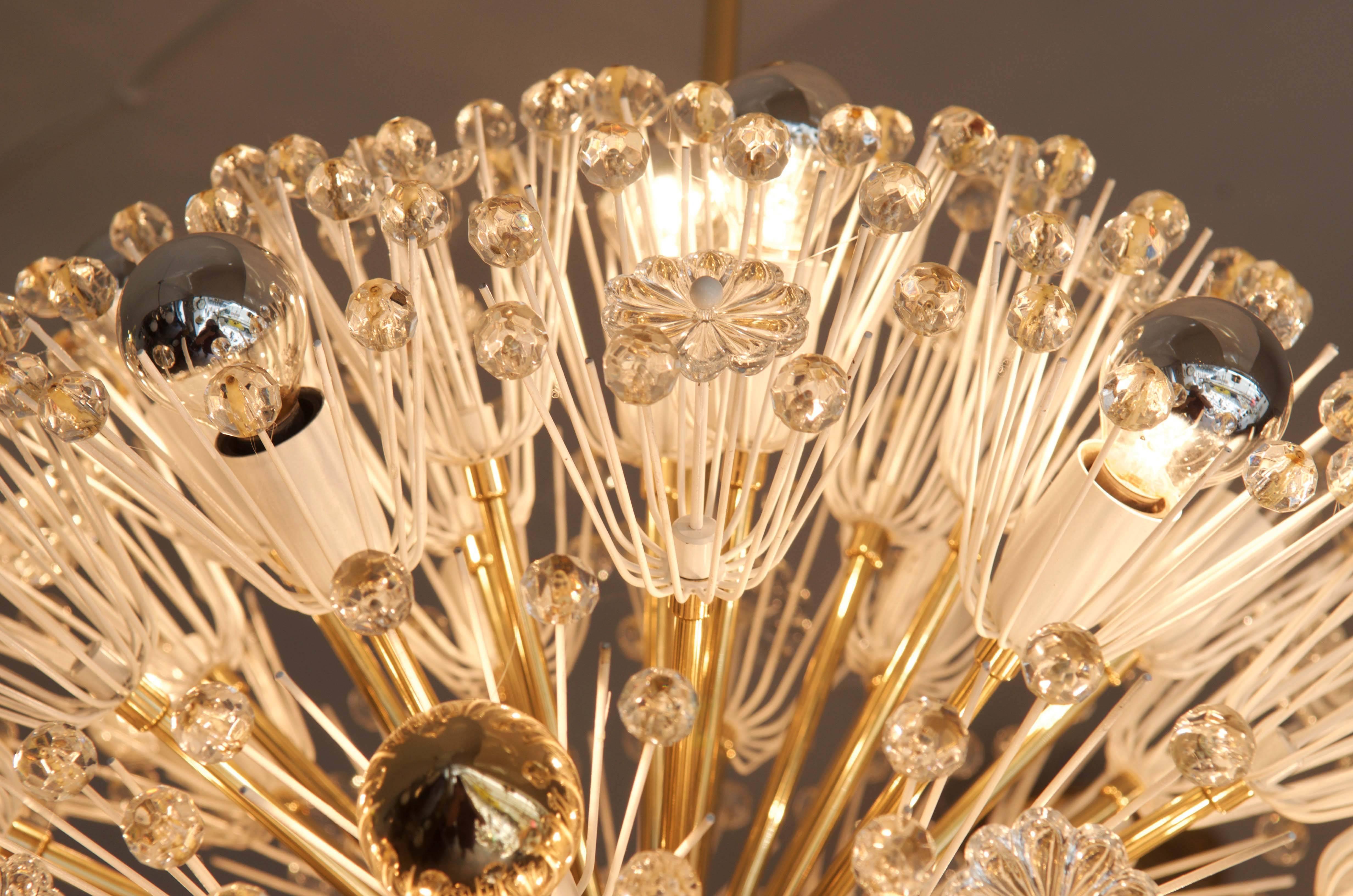 Mid-20th Century Rare Large Brass and Glass Sputnik Chandeliers by Emil Stejnar For Sale