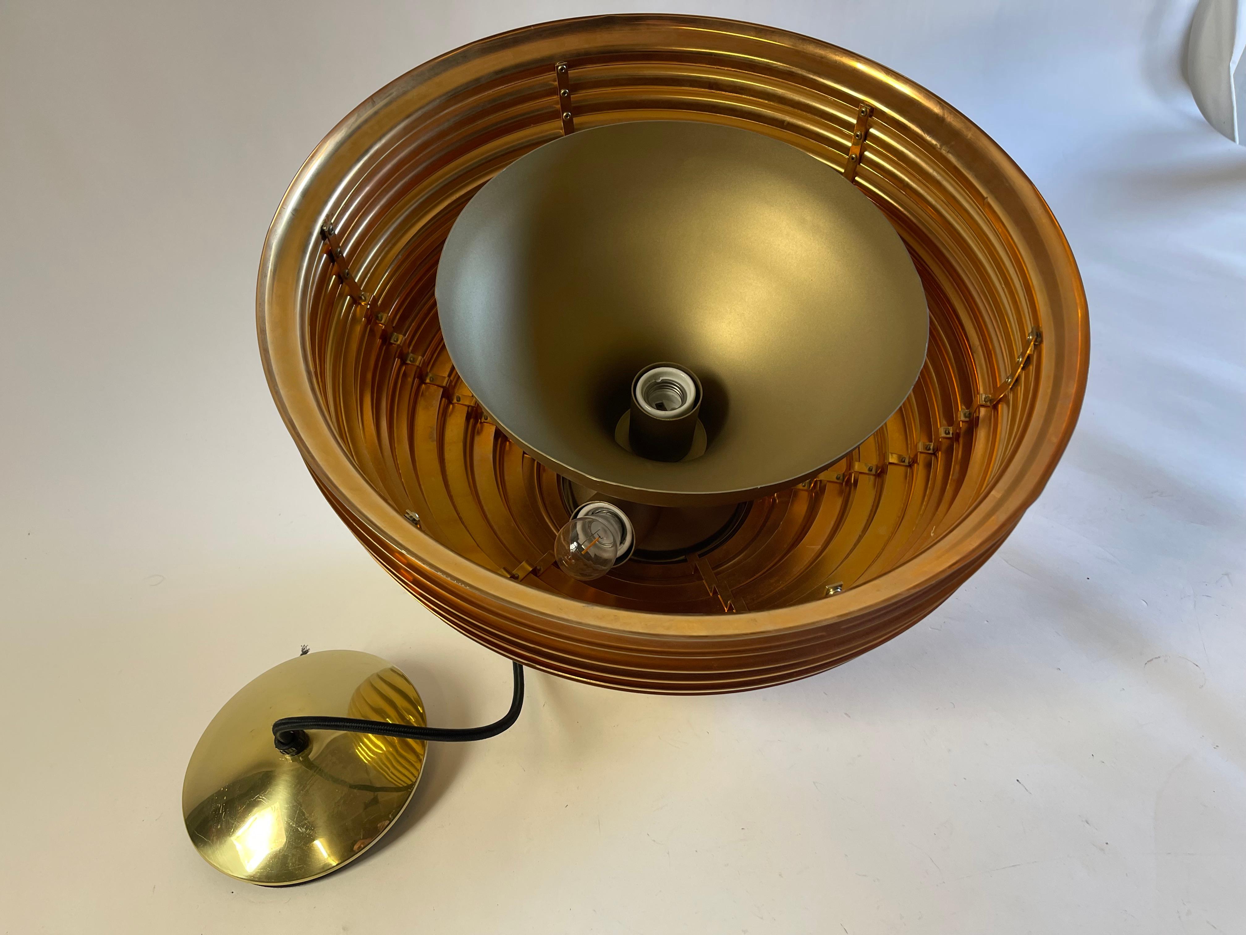 Rare Large Brass / Golden Saturno Pendant Lamp by Kazuo Motozawa for Staff 1