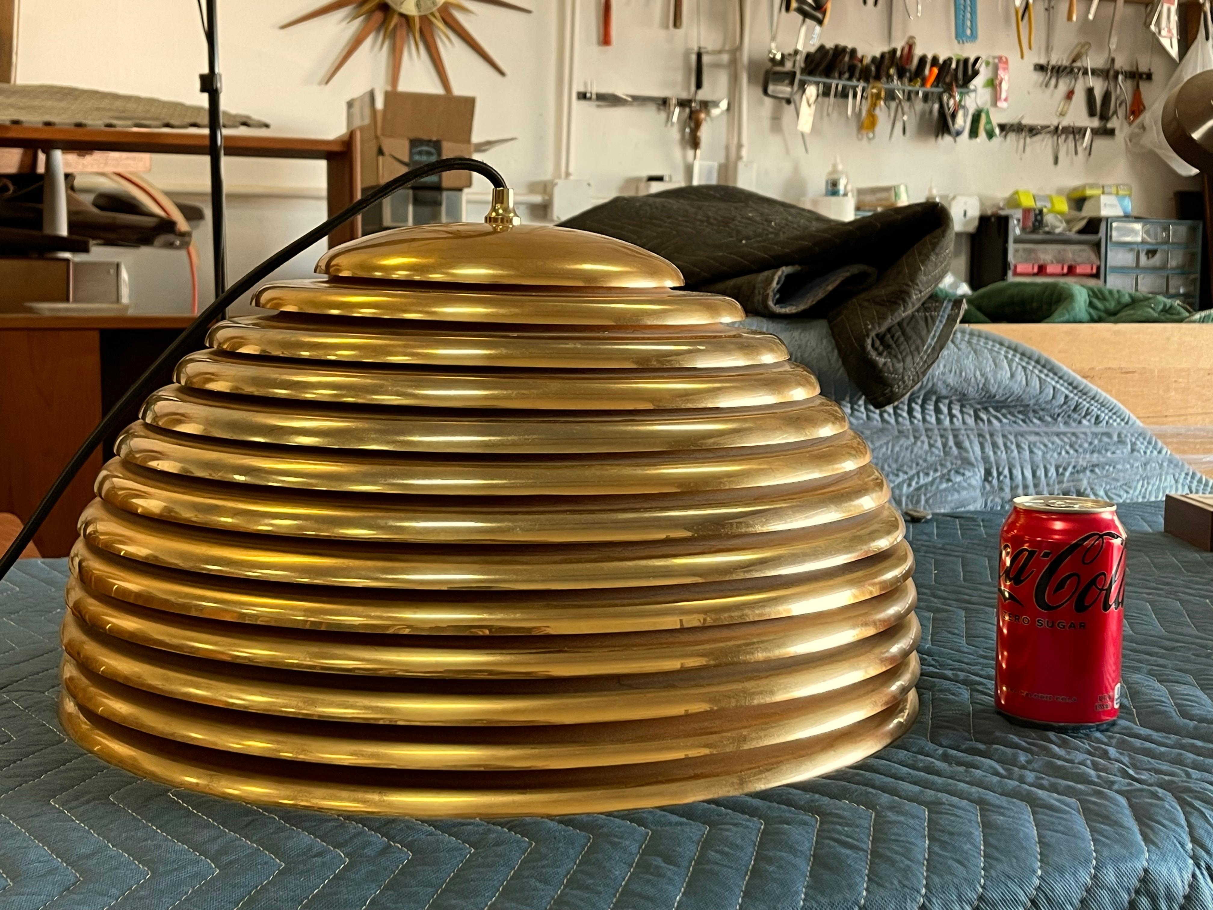 Rare Large Brass / Golden Saturno Pendant Lamp by Kazuo Motozawa for Staff 3