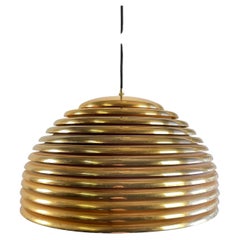 Grande lampe à suspension Saturno en laiton doré rare de Kazuo Motozawa pour Staff