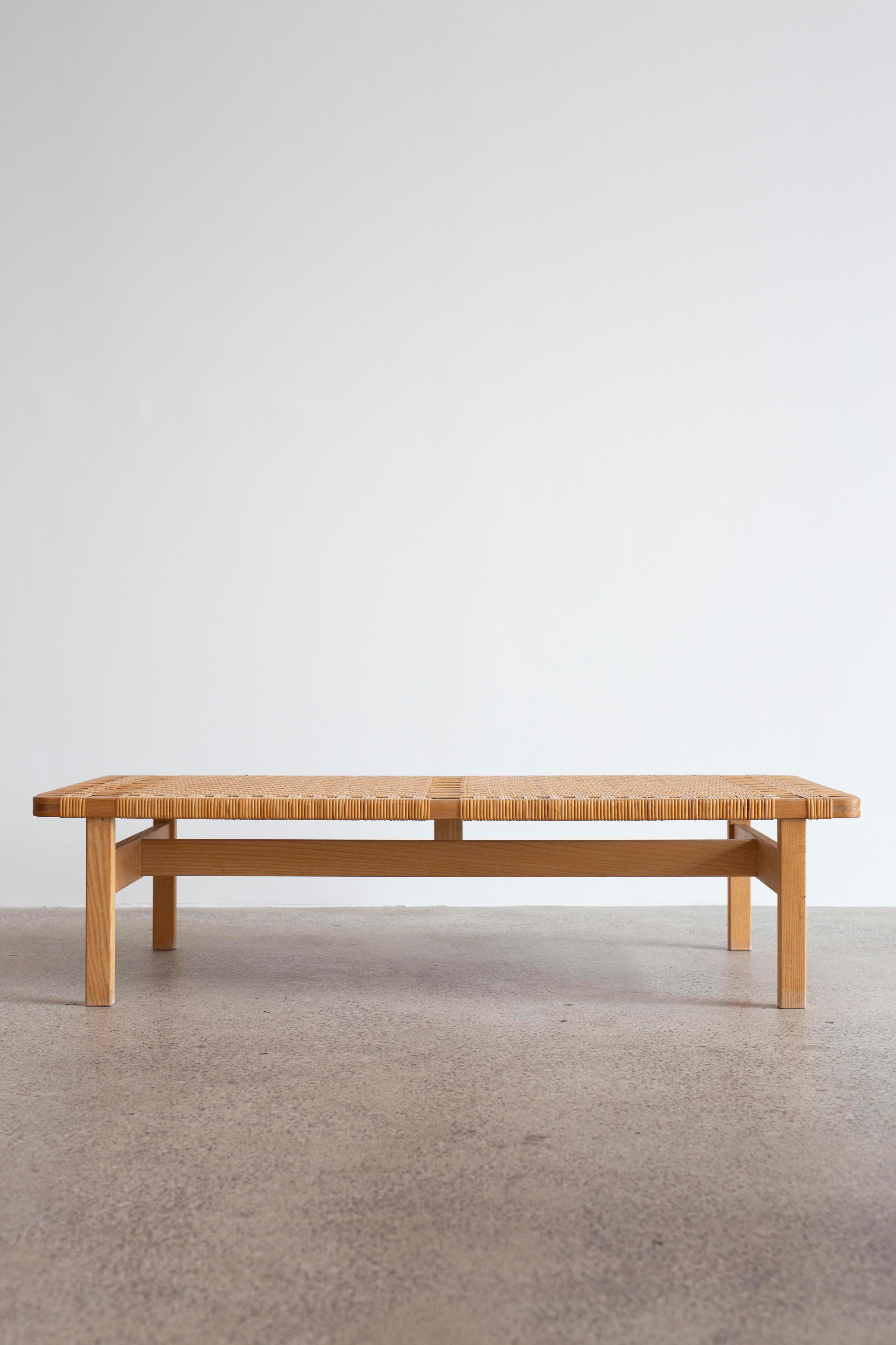 Scandinavian Modern Rare Large Børge Mogensen Bench in Oak and Cane, 1955