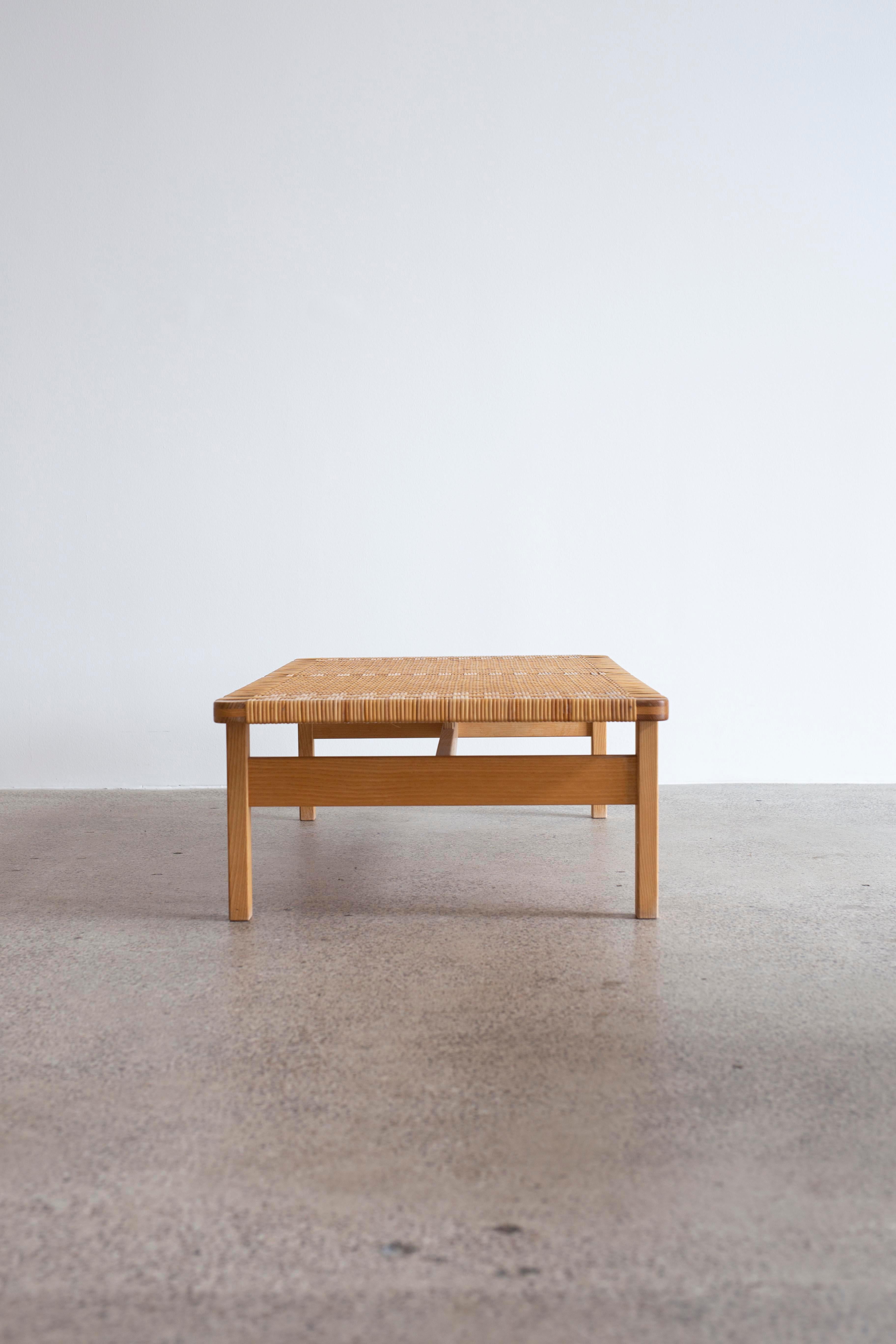 Danish Rare Large Børge Mogensen Bench in Oak and Cane, 1955