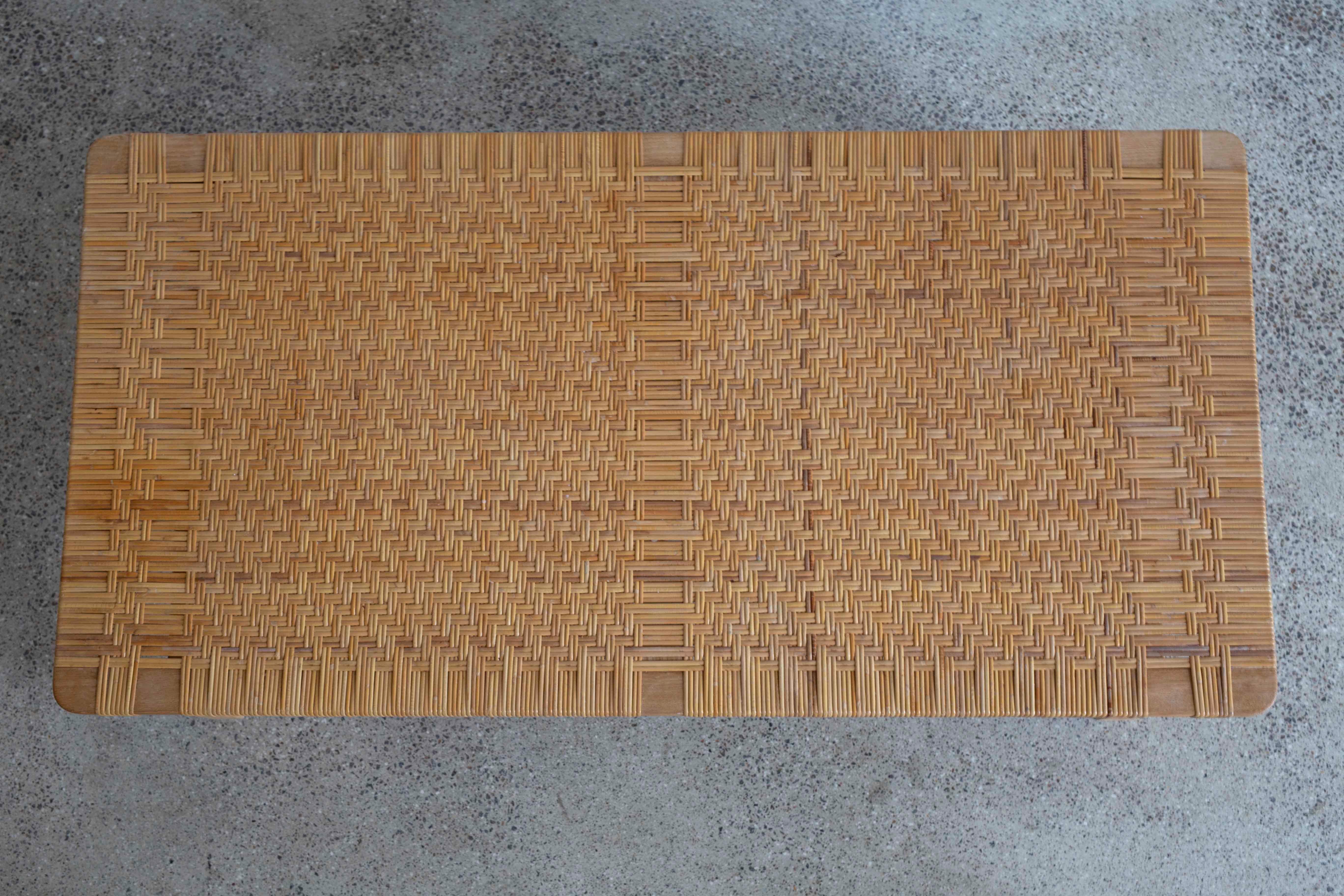 Rare Large Børge Mogensen Bench in Oak and Cane, 1955 In Good Condition In Copenhagen, DK
