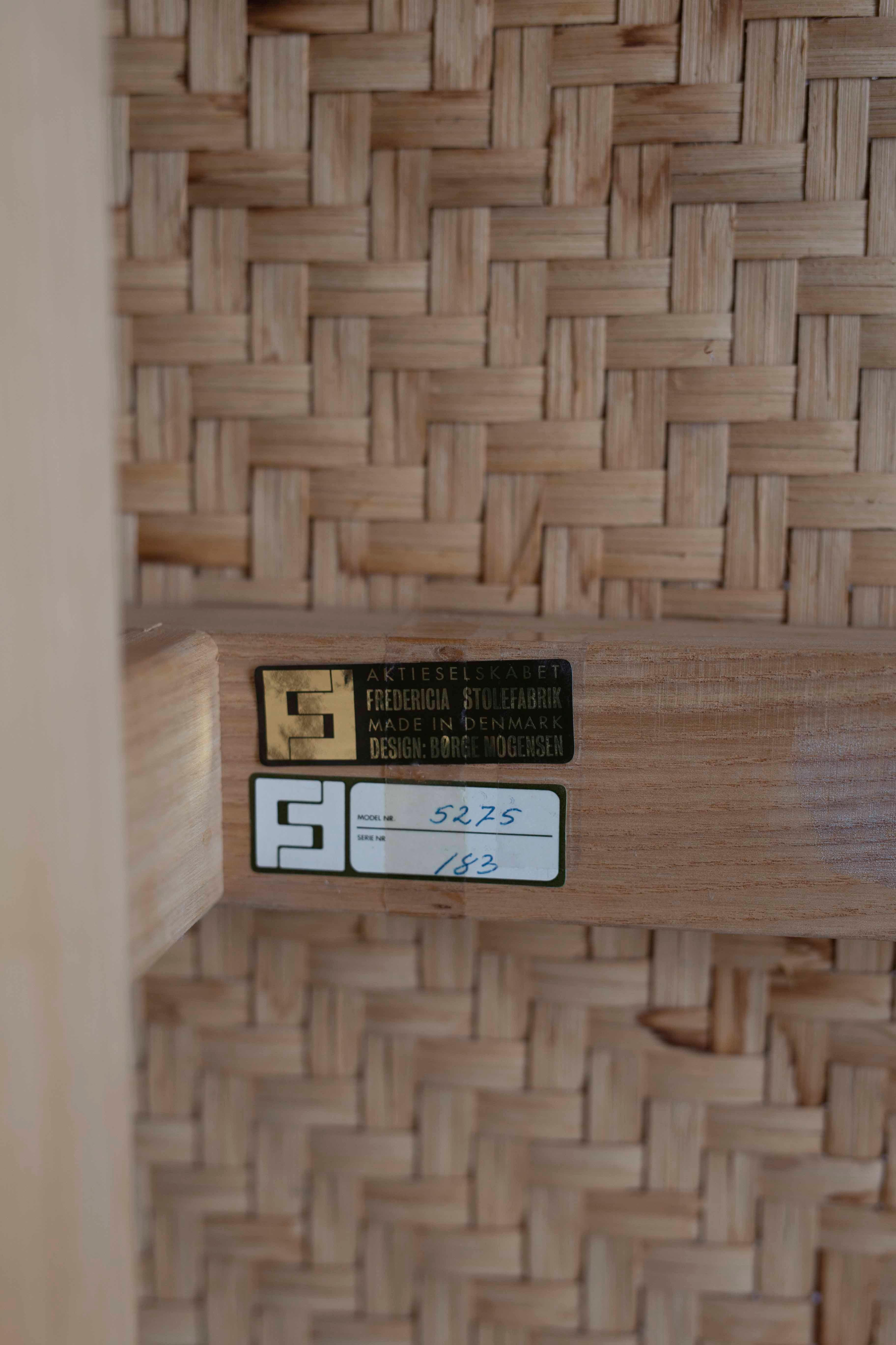 20th Century Rare Large Børge Mogensen Bench in Oak and Cane, 1955