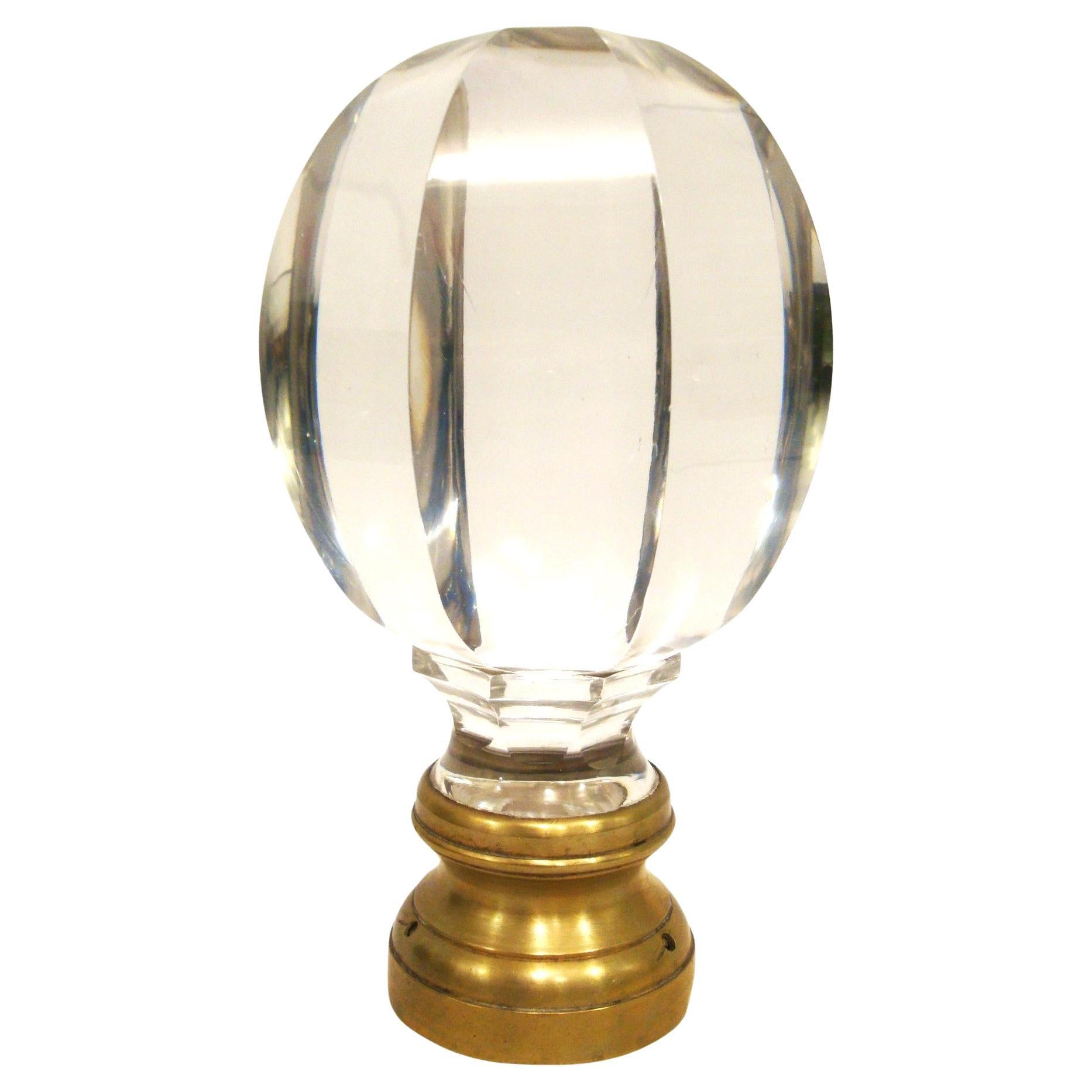 Rare Large Bronze and Crystal Newel Post Finial. France 19 Century For Sale