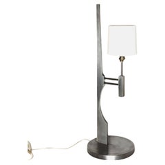 Rare Large Brushed Aluminum Table Lamp by Pierre Vandel (1946)