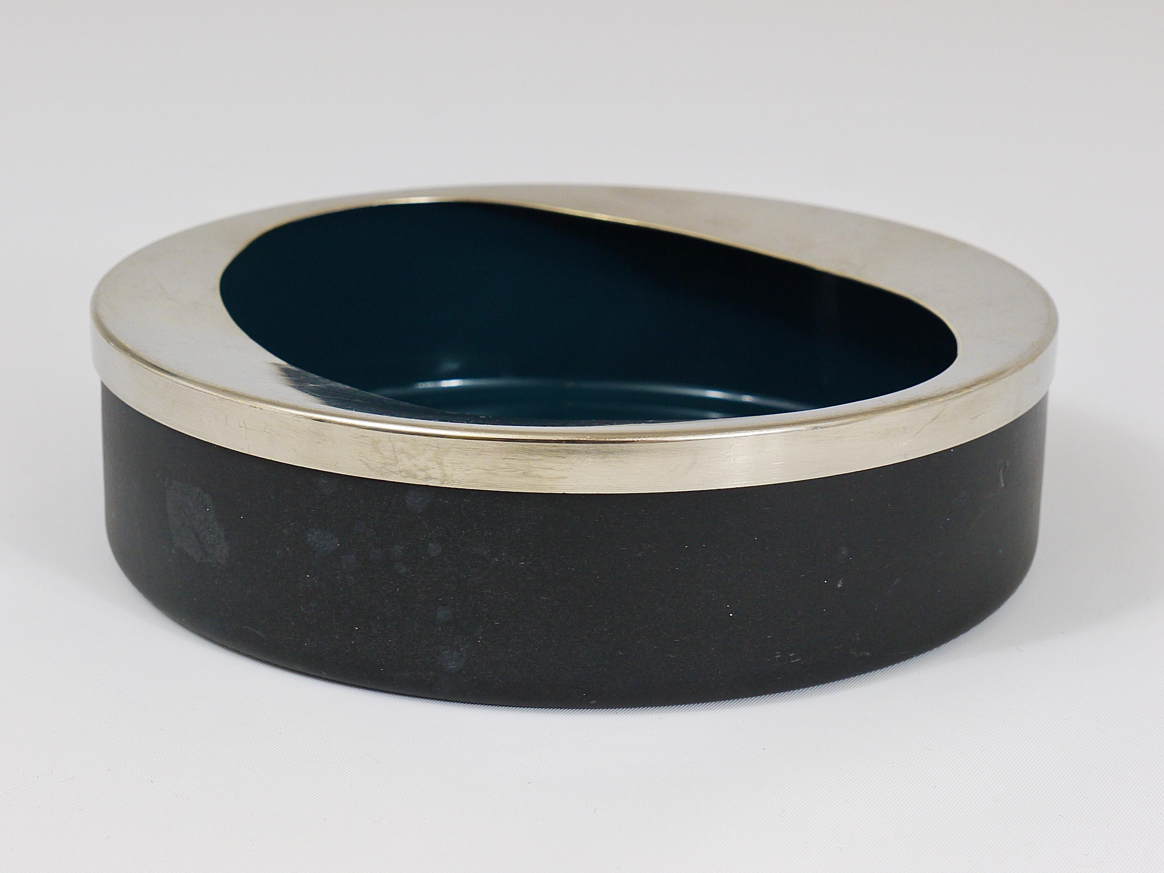 Rare Large Carl Aubock Enameled Midcentury Ashtray, Austria, 1960s 1