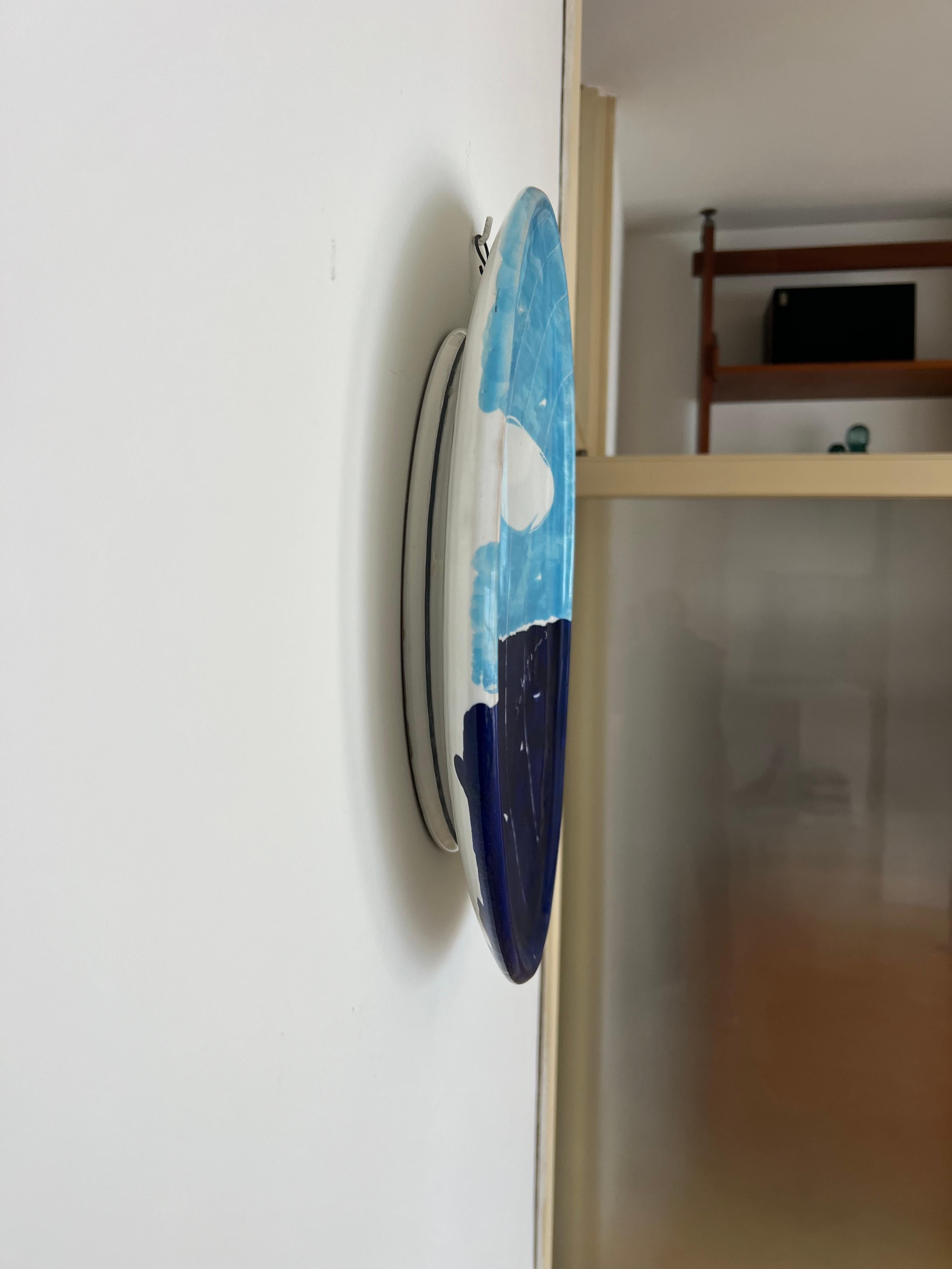Seltene große Keramik-Tablett -Platte Mittelstück Hand gemalt Keramik Mario Schifano im Angebot 1