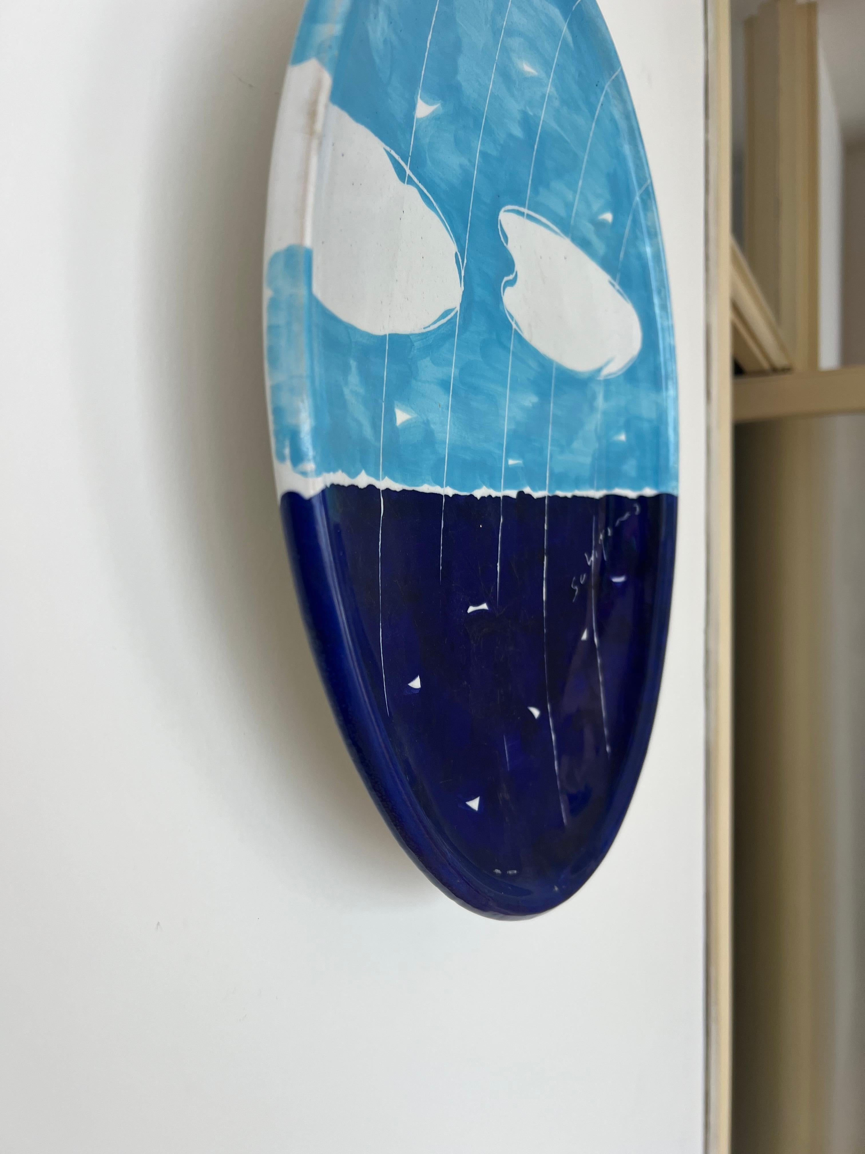 Seltene große Keramik-Tablett -Platte Mittelstück Hand gemalt Keramik Mario Schifano im Angebot 2