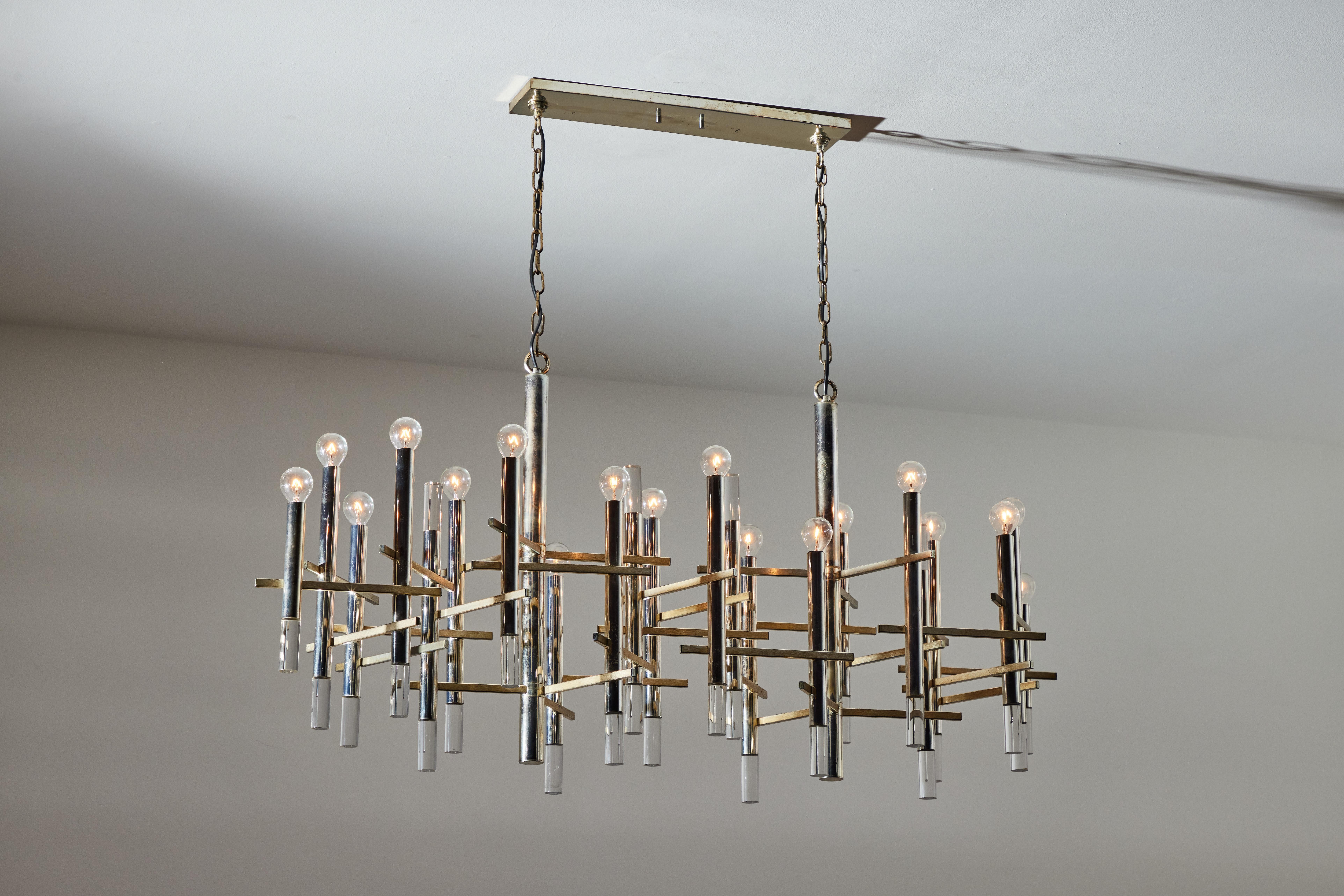 Brushed Rare Large Chandelier by Gaetano Sciolari